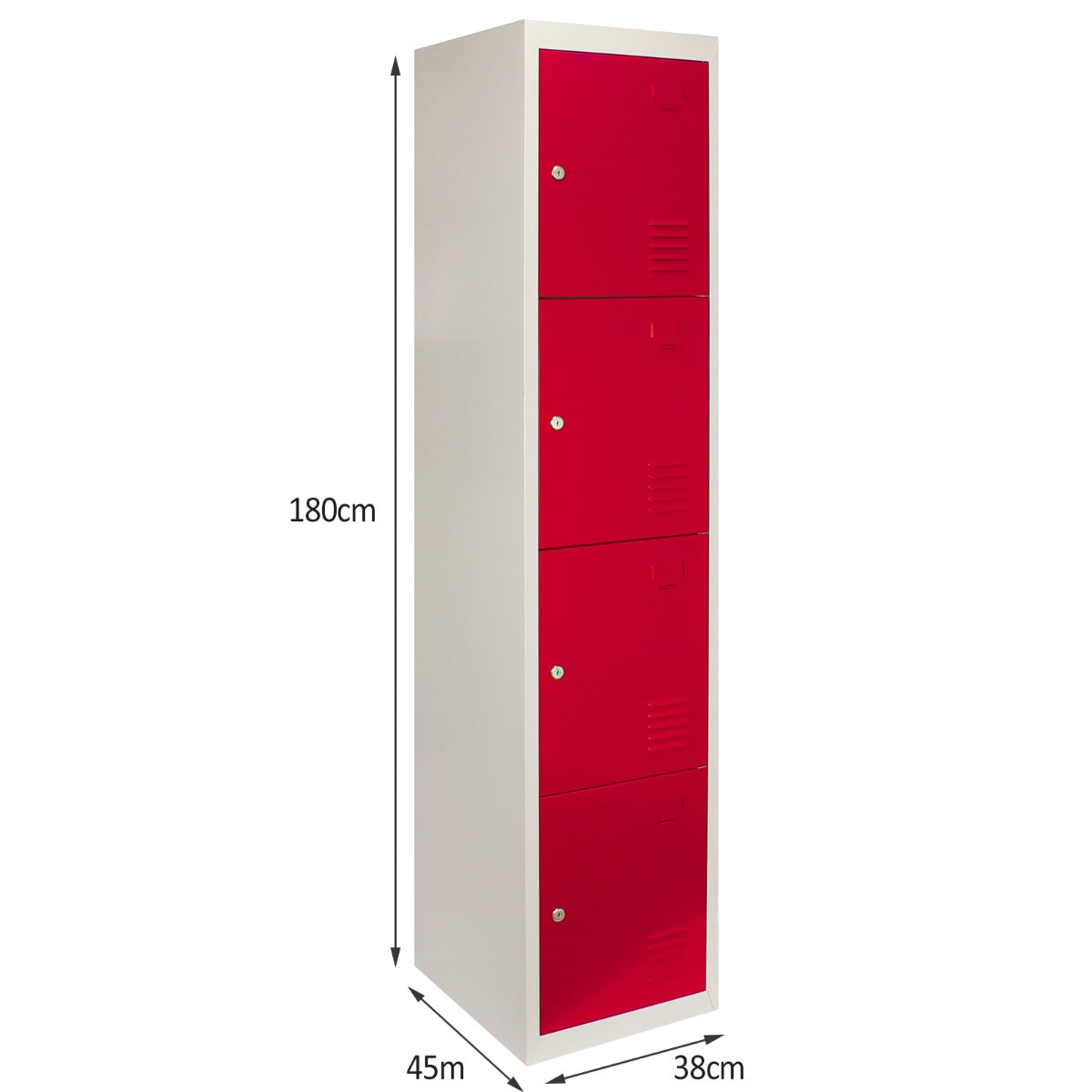 Q-Rax Strumenti da Banco Armadietto Acciaio 4 Porte Rosse 180 cm