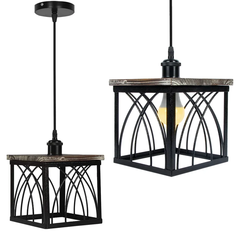 Jackcube Living Room Lampada Sospensione Legno Metallo E26