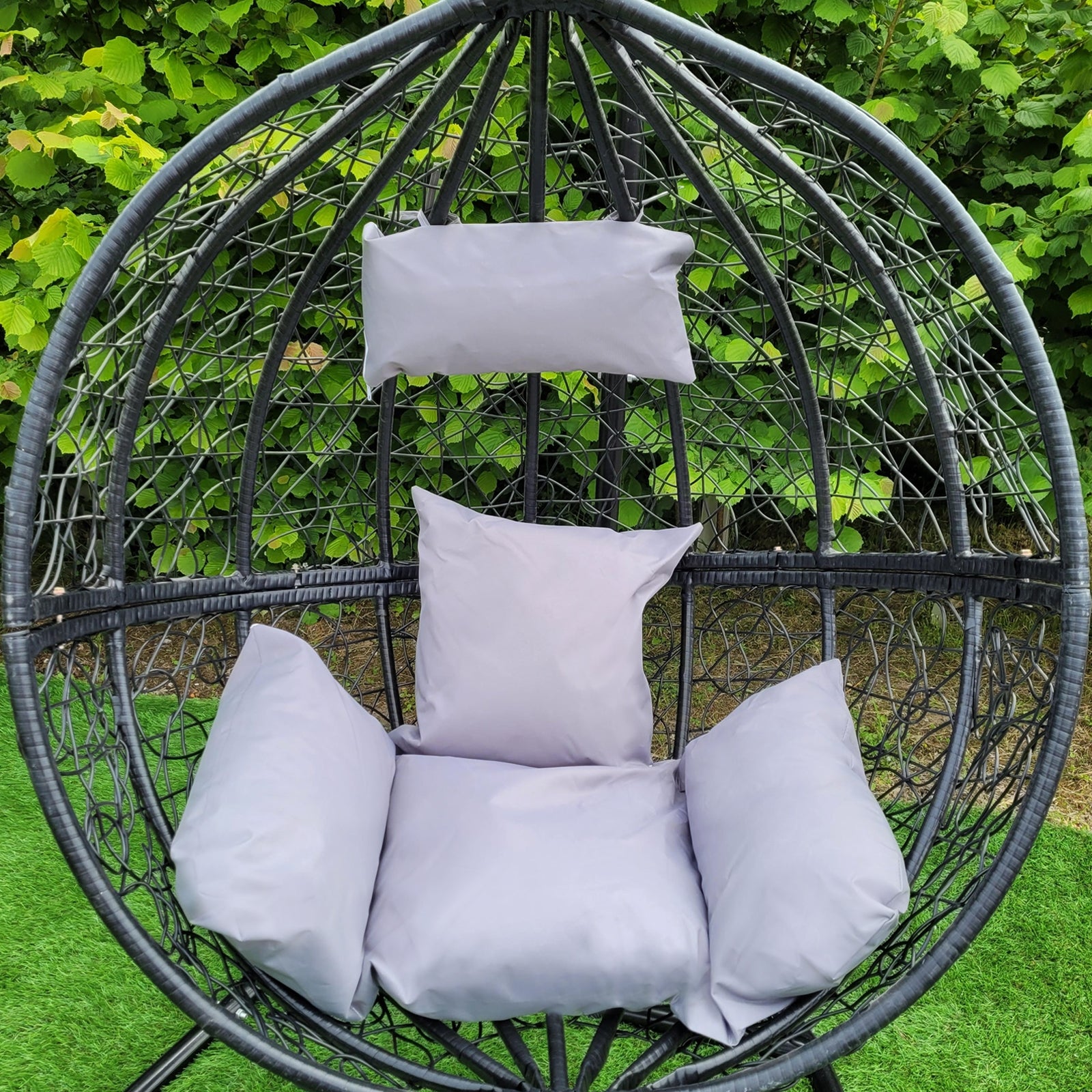 Q-Rax Sedia Sospesa Uovo Giardino Vimini Nero 150 Kg