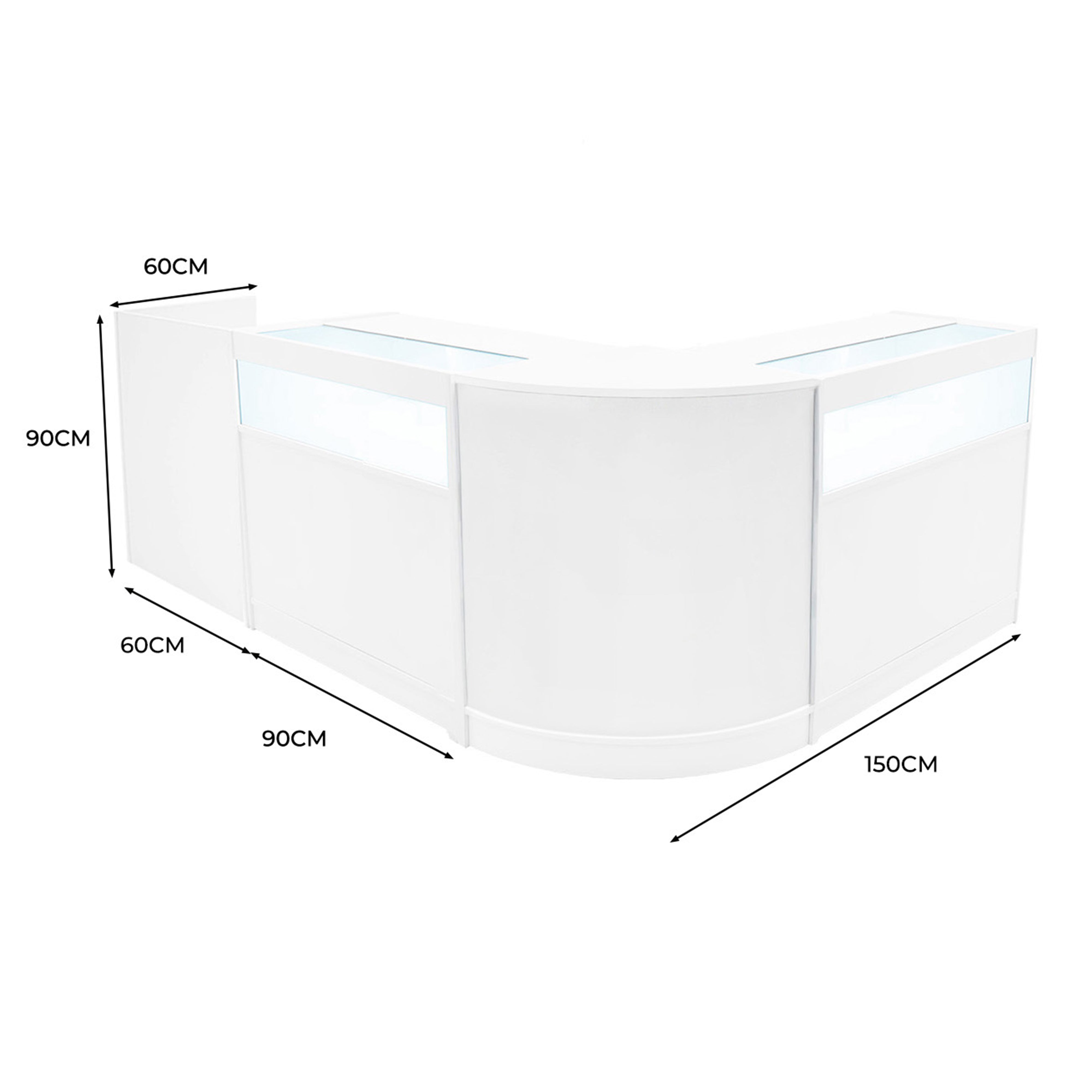 Q-Rax Luna LED CM60 TB60 2xB900 bancone negozio bianco