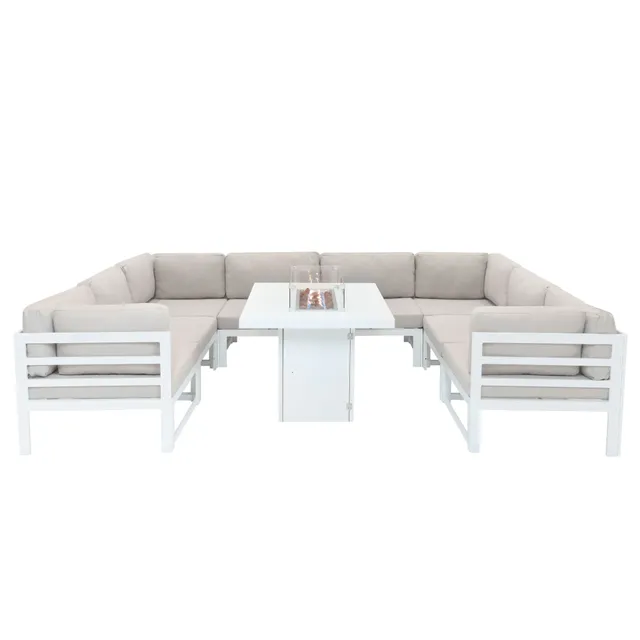 Q-Rax Set Mobili Giardino Modulare 8 Posti Bianco con Braciere
