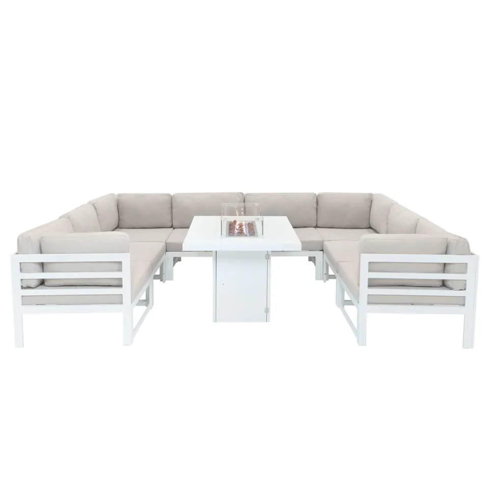 Q-Rax Set Mobili Giardino Modulare 8 Posti Bianco con Braciere