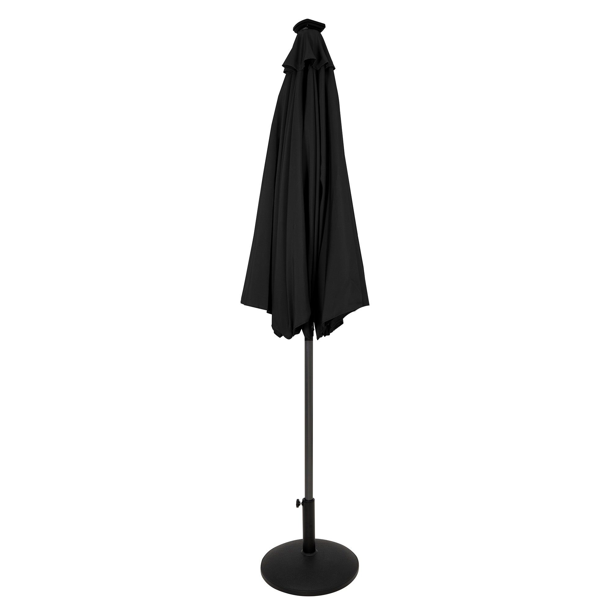 Q-Rax Ombrellone LED Inclinabile Nero 2,7 m con Base