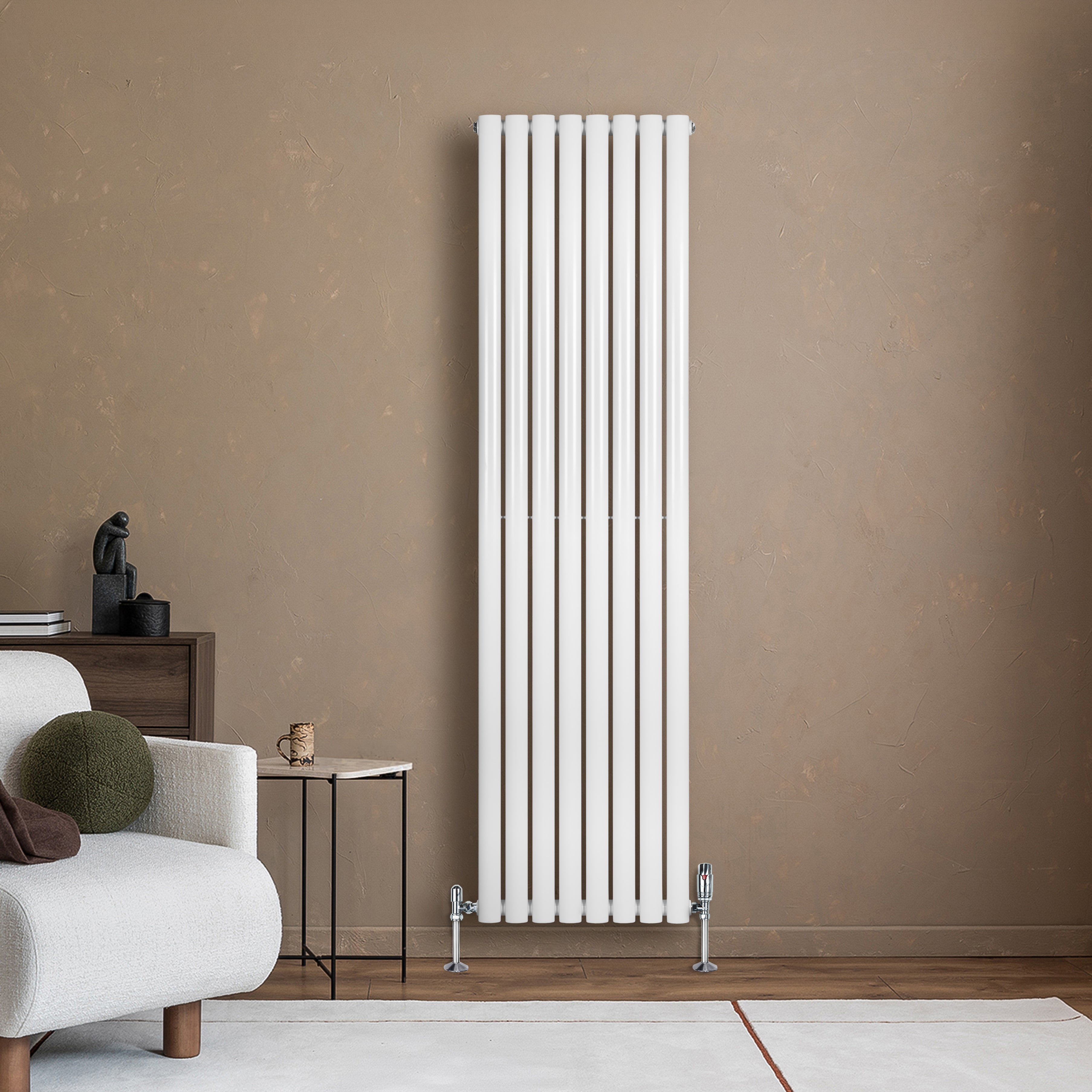 Q-Rax Radiatori Tradizionali Ovale Singola radiatore bianco 1800x480 valvole