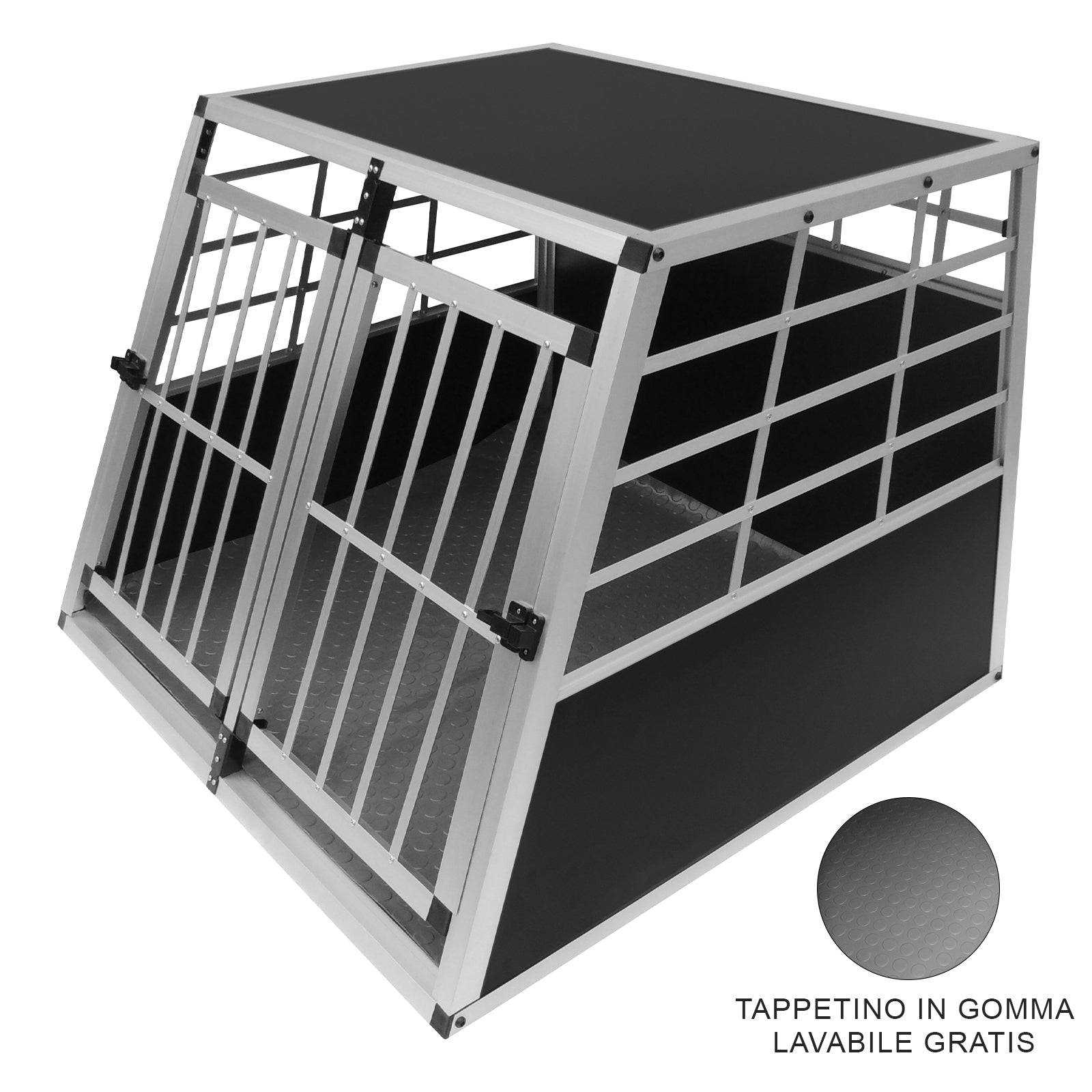Q-Rax Gabbia Cani Auto Doppia trasportino grande alluminio
