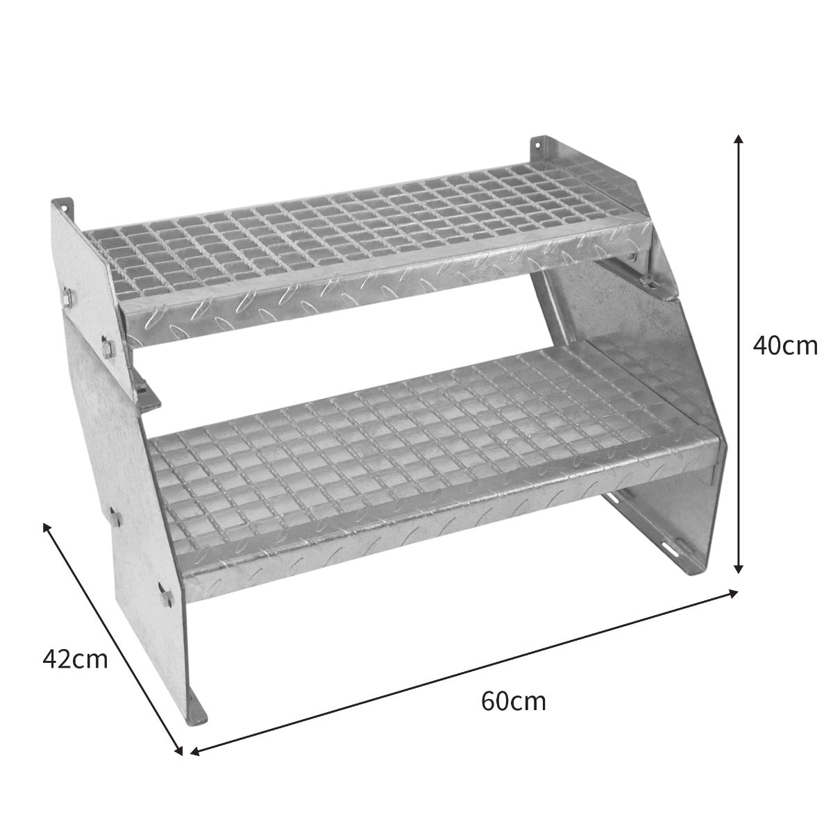 Q-Rax Commercio Scala Zincata 2 Livelli 600 mm Regolabile