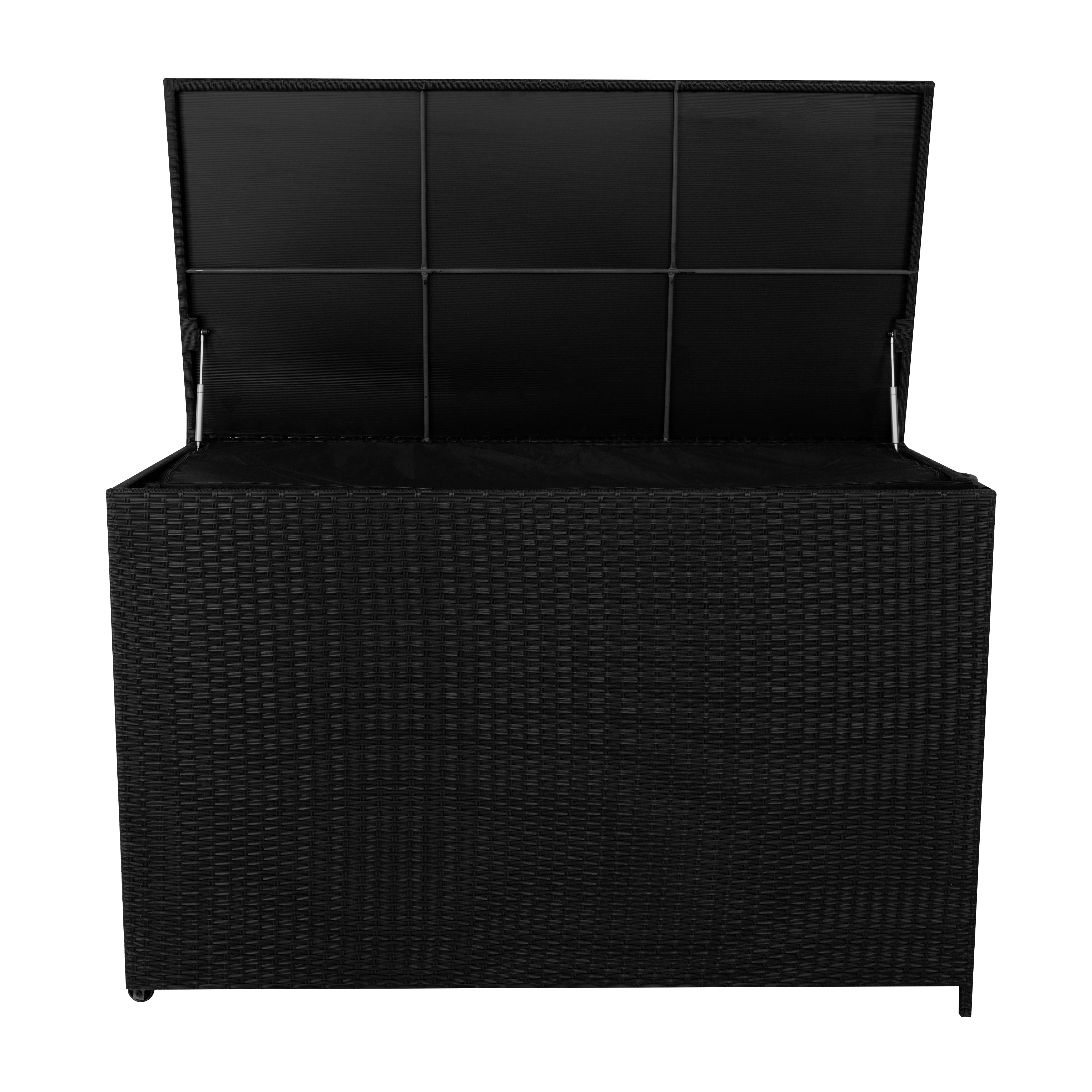 Q-Rax Mobili da Esterno Box Rattan 996L Nero con Ruote