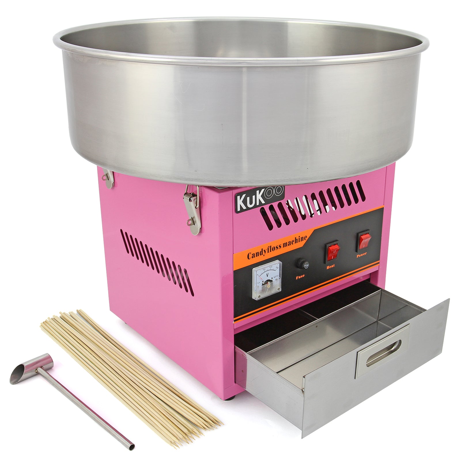 Q-Rax Vintage 50 cm macchina zucchero filato rosa con carrello