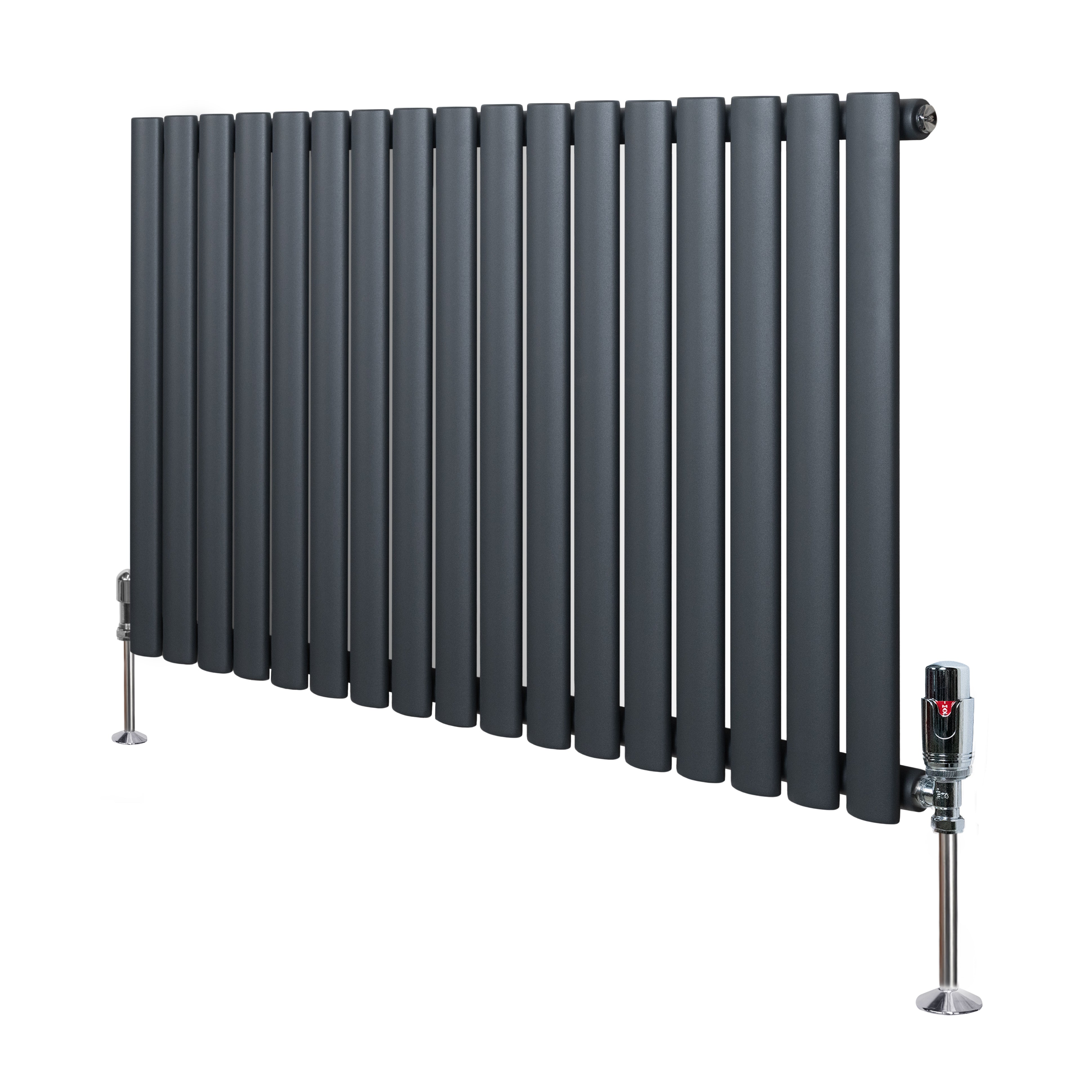 Q-Rax Radiatore Ovale 600x1020 Antracite Valvole