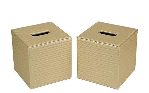Jackcube Design Living Room set 2 copri box fazzoletti oro ecopelle