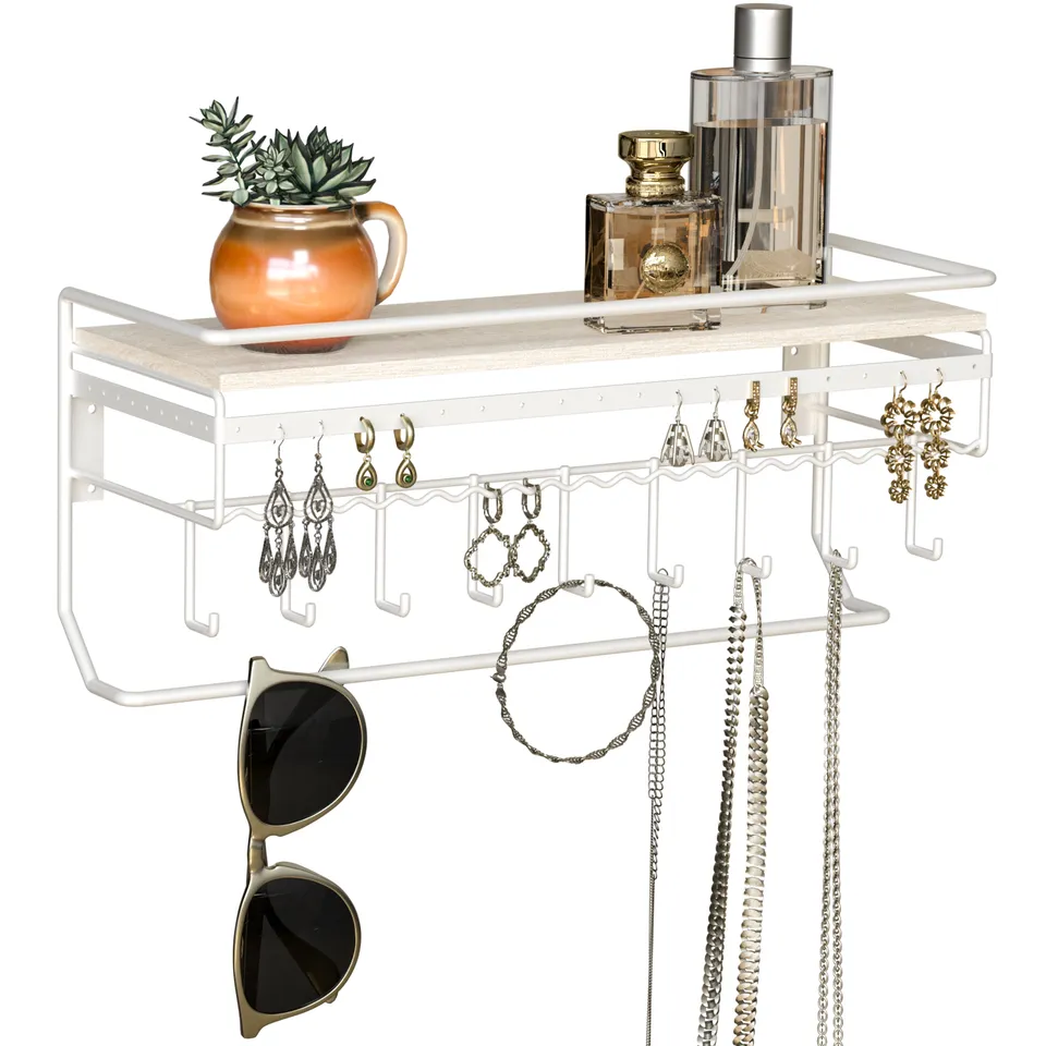 Jackcube Design Makeup portagioie parete 9 ganci legno bianco
