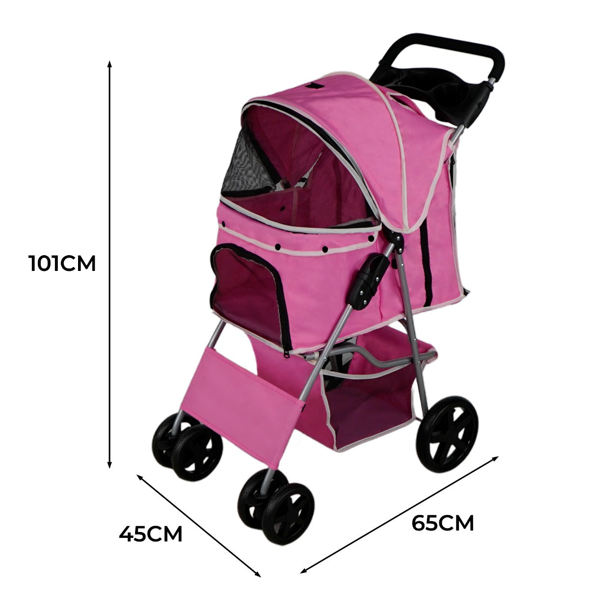 Q-Rax Passeggino Cani Rosa con Parapioggia 15 kg passeggino animali