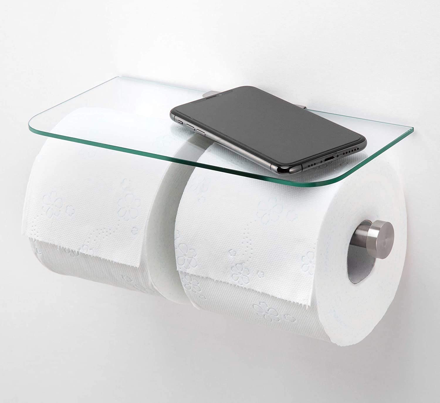 Jackcube Design Bathroom Doppio Portacarta con Mensola Vetro