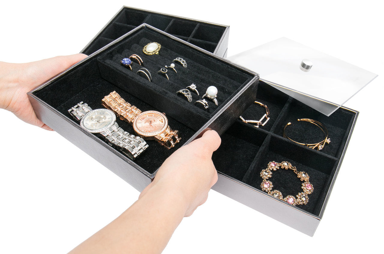 Jackcube Jewelry Set 4 Vassoio Portagioie Coperchio Acrilico