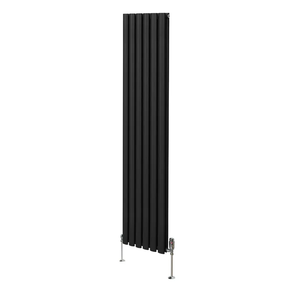 Q-Rax Radiatore a Colonna Ovale 1800x360 Nero con Valvole