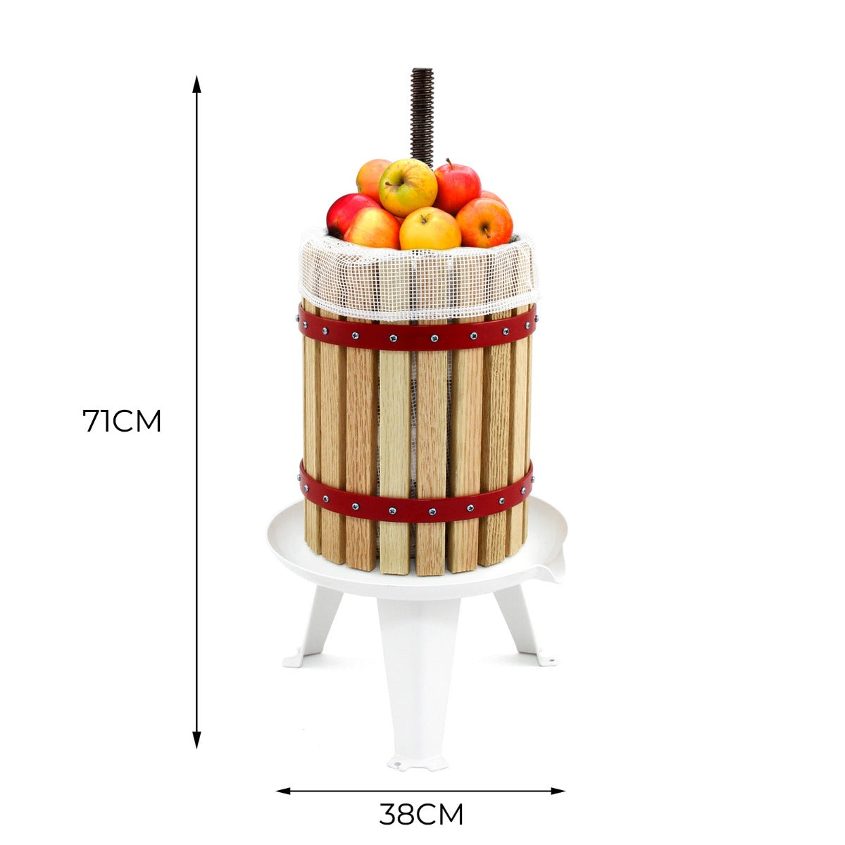 Q-Rax Torchio Frutta 18 Litri pressa manuale acciaio quercia