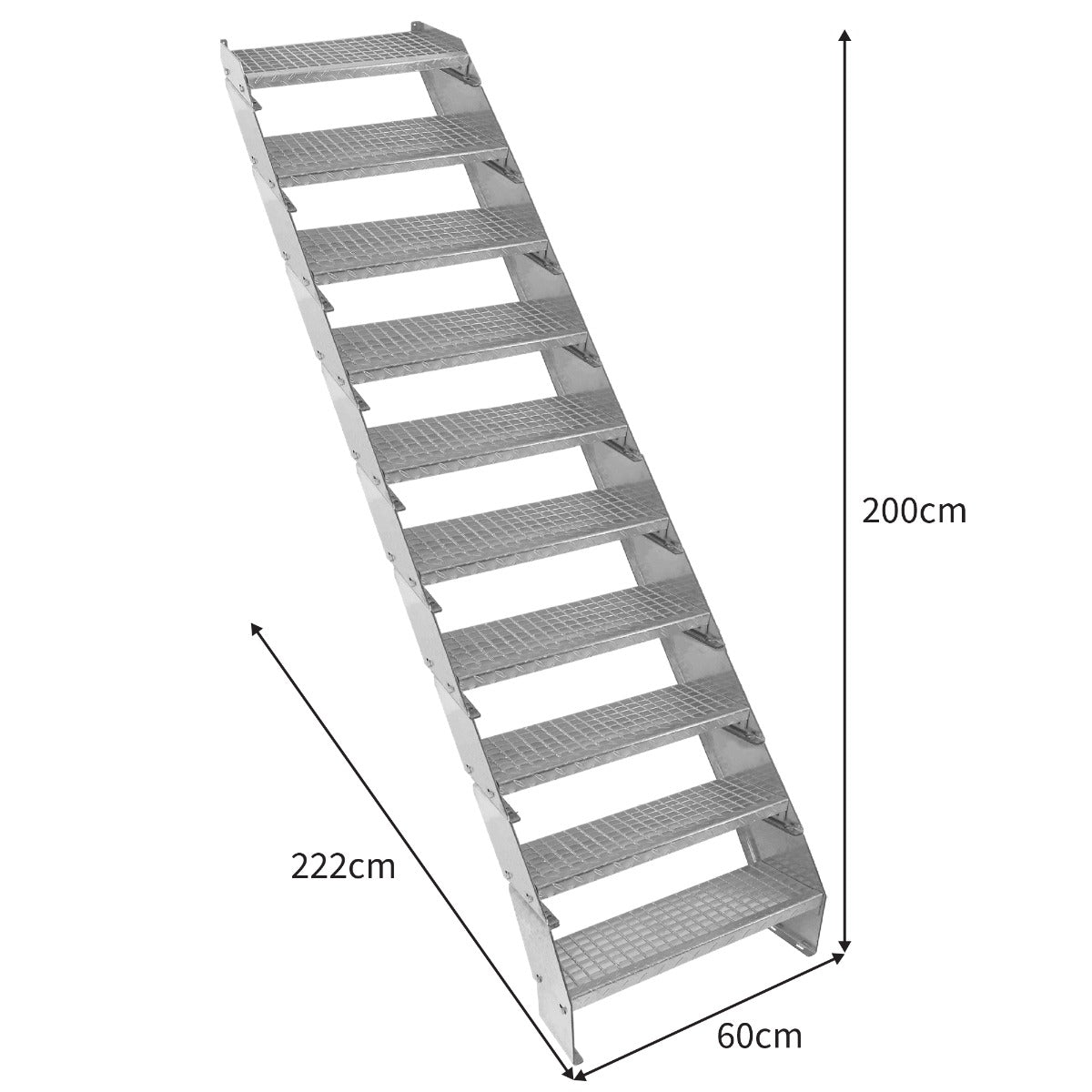 Q-Rax Commercio Scala Zincata 10 Elementi Larghezza 600mm