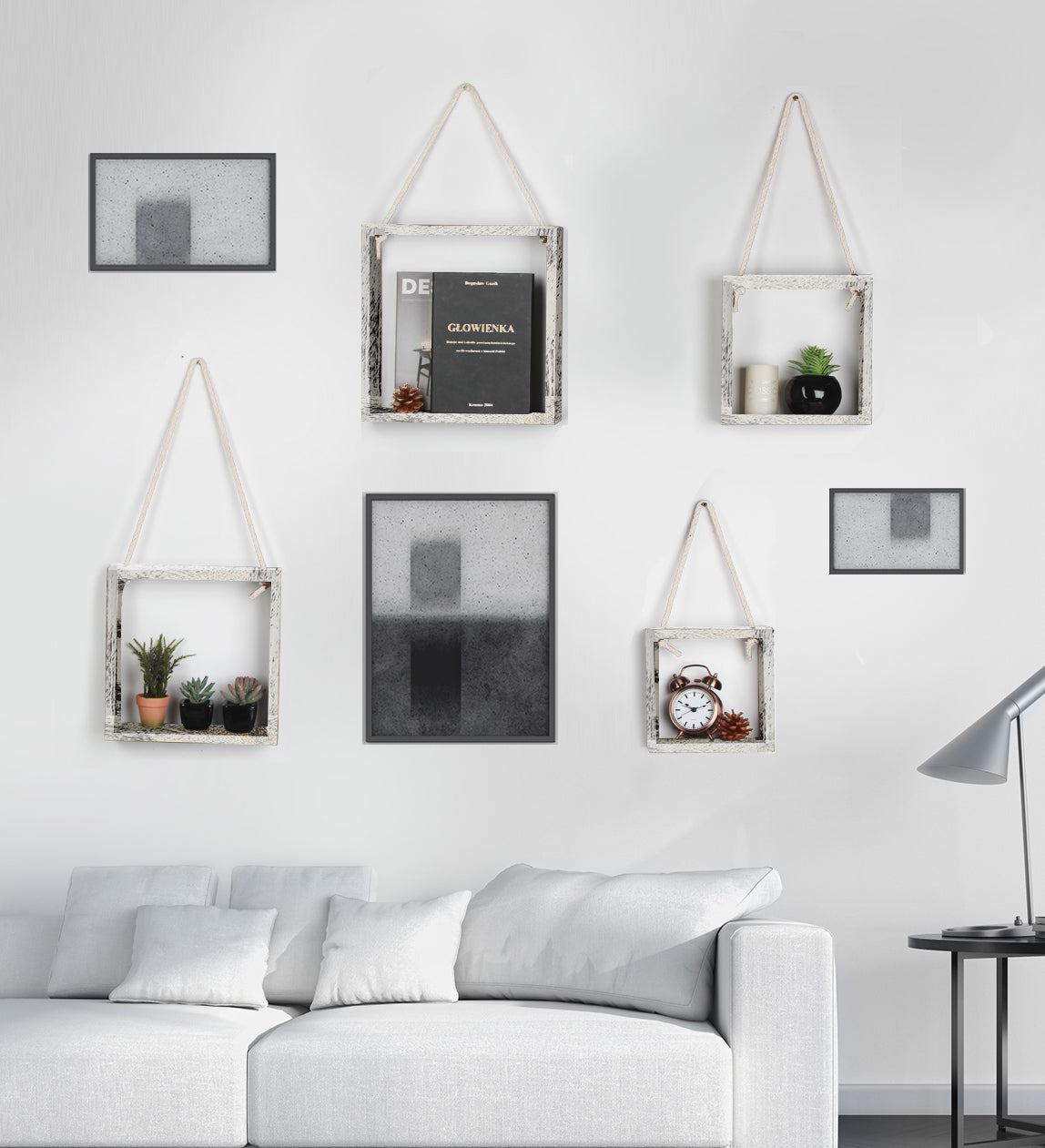 Jackcube Design Living Room set 4 mensole quadrate bianche parete