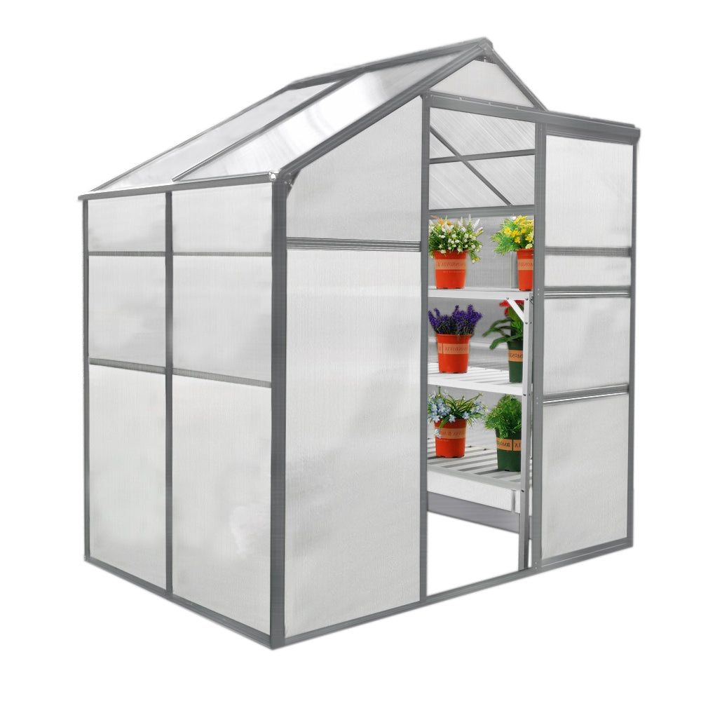 Q-Rax Deposito all'Aperto Serra Giardino Grigia 1,8x1,2m Alluminio