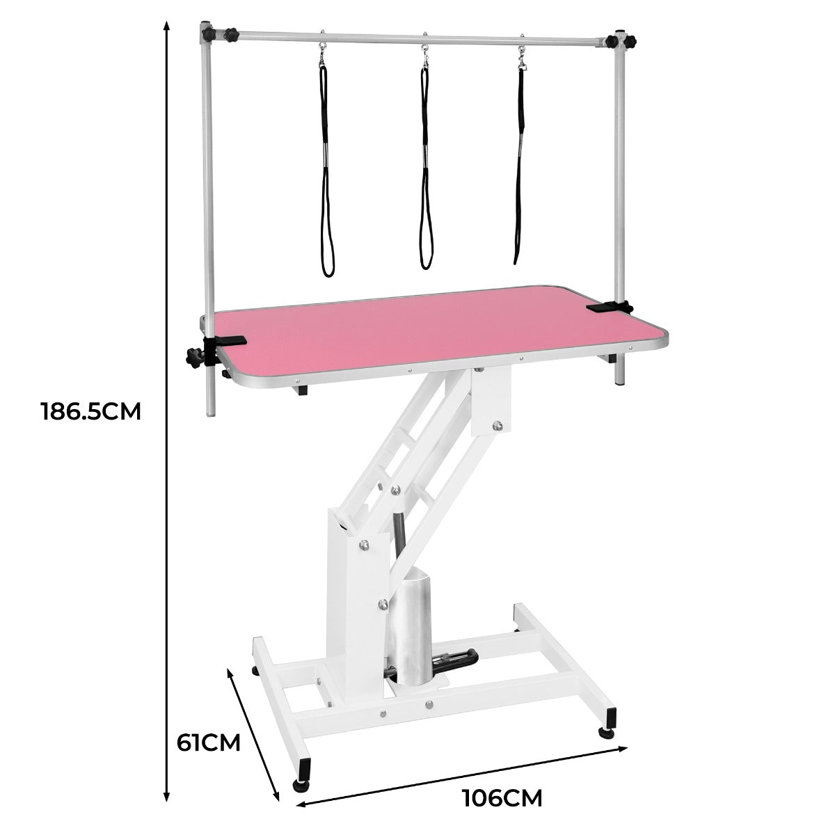 Q-Rax Tavolo Toelettatura Idraulico Bianco Piano Rosa