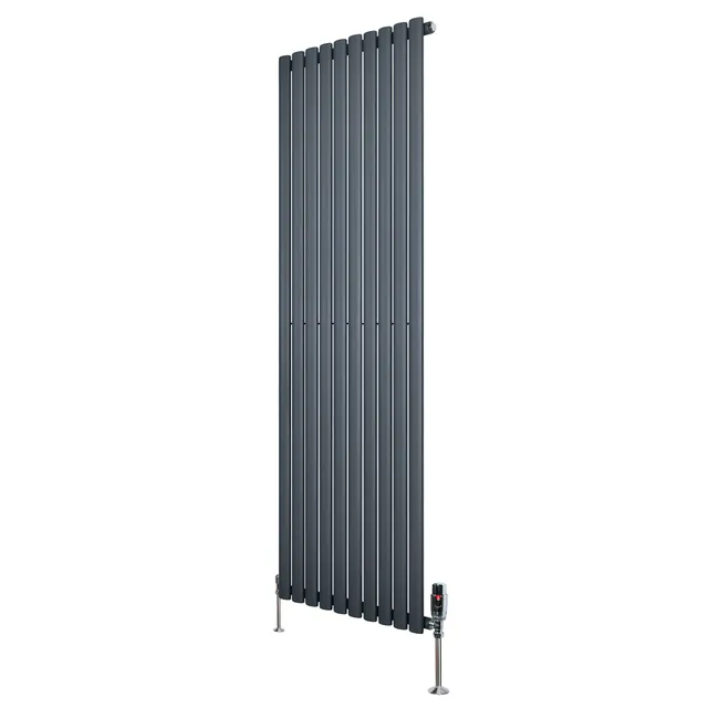 Q-Rax Radiatore Verticale 1800x600 Antracite Valvole
