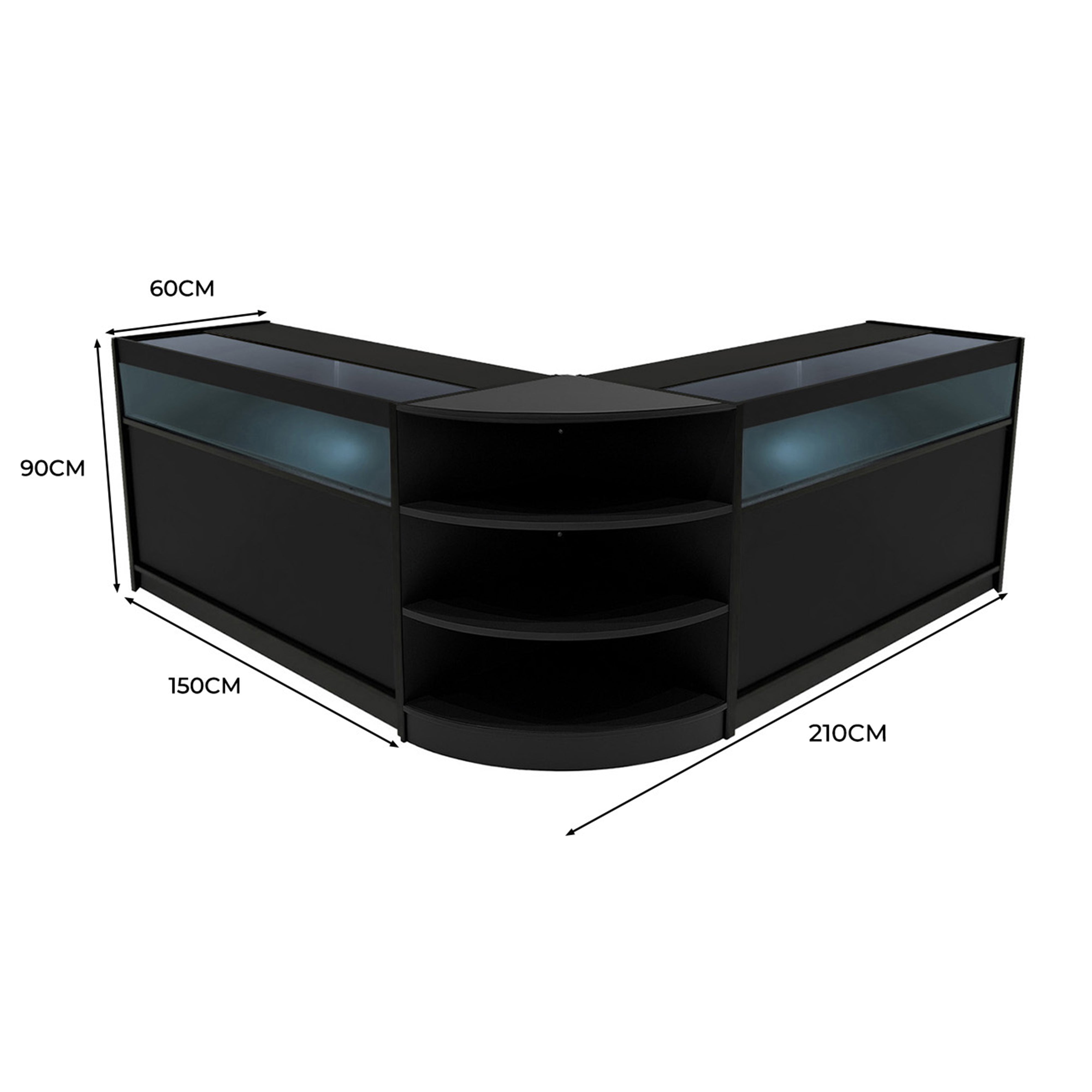 Q-Rax Theseus LED Set Bancone LM60+B1500 Nero 3 Pezzi