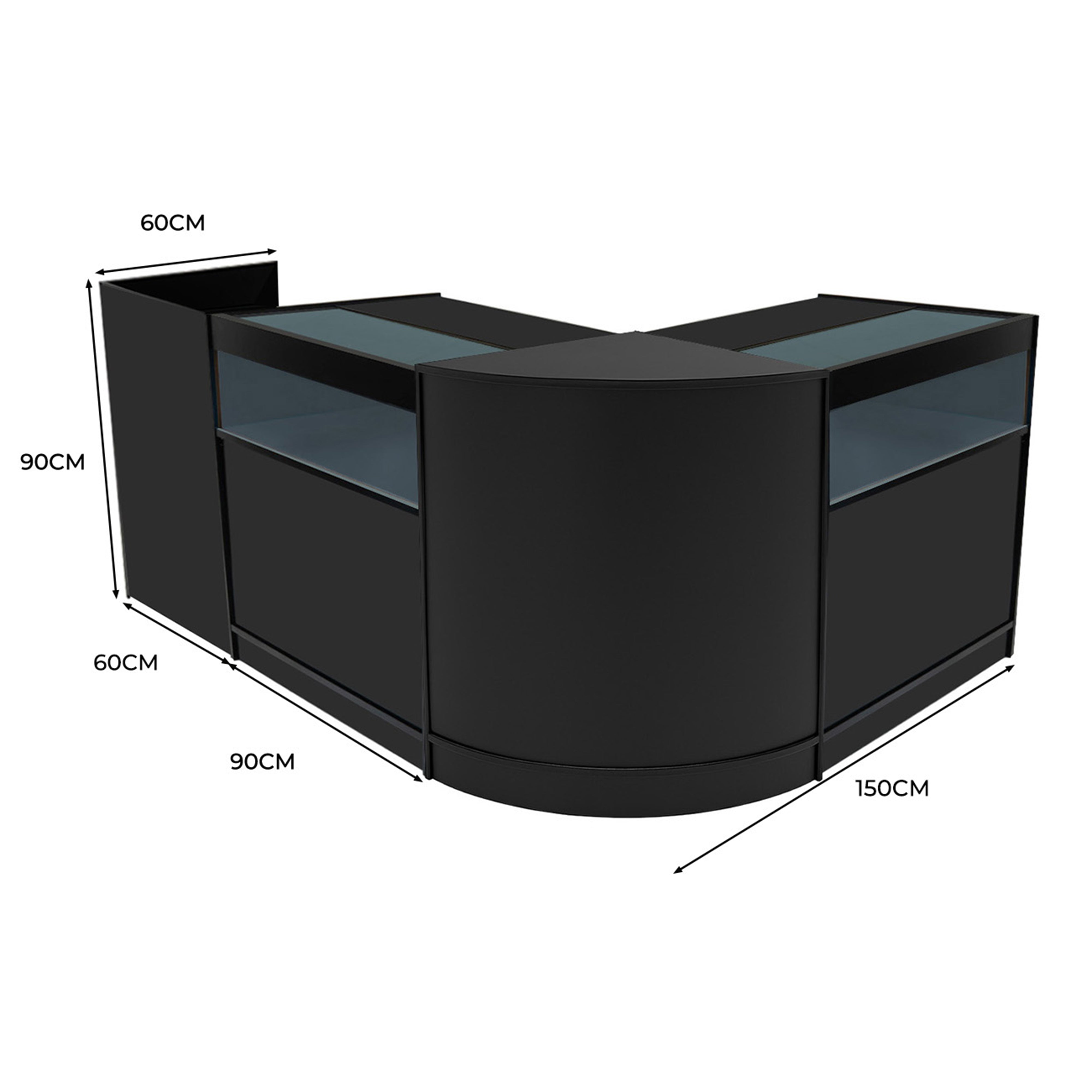 Q-Rax Luna Set Banconi Negozio LED Nero B900 TB60 CM60