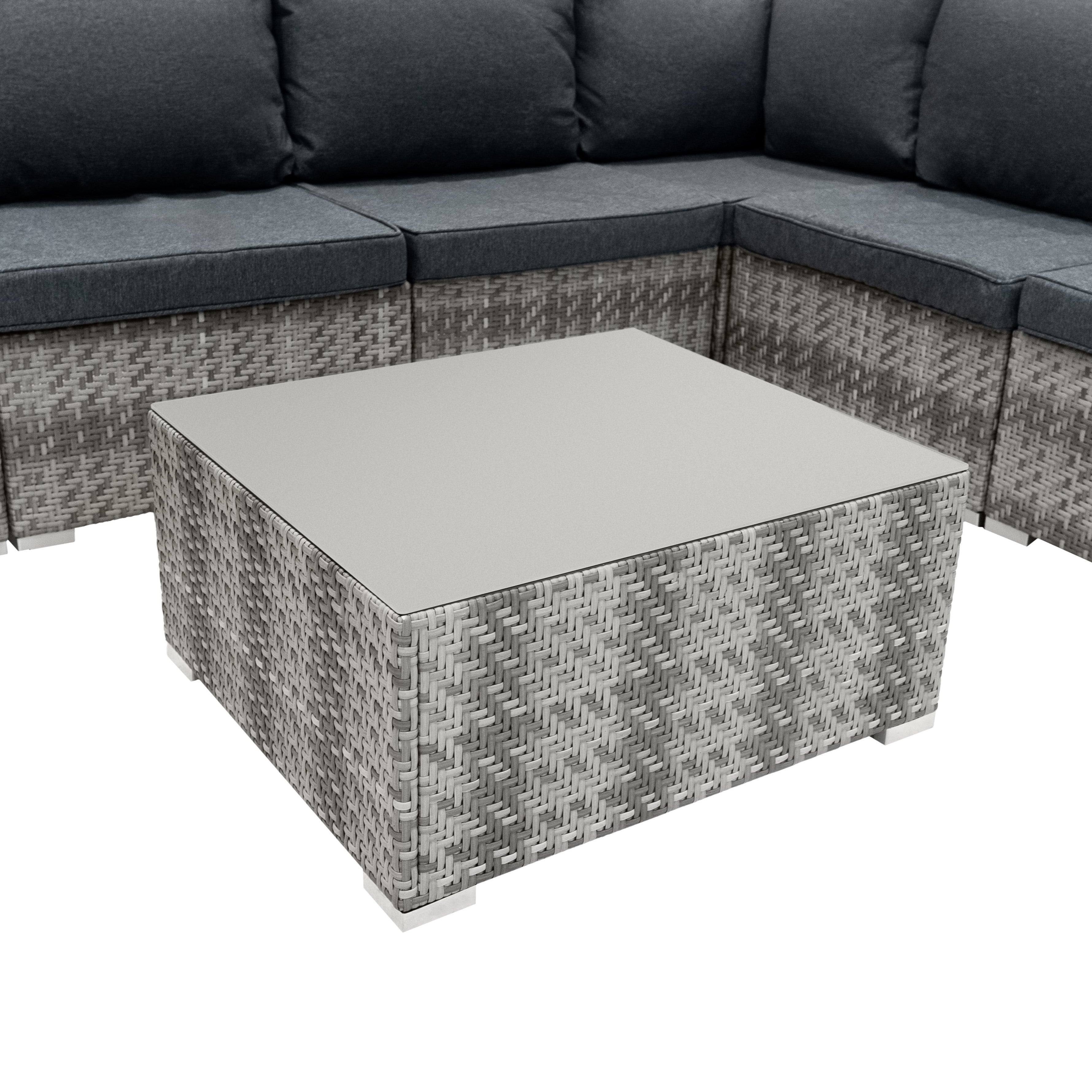 Q-Rax Mobili da Esterno Set Rattan Grigio 7 Pezzi con Tavolo