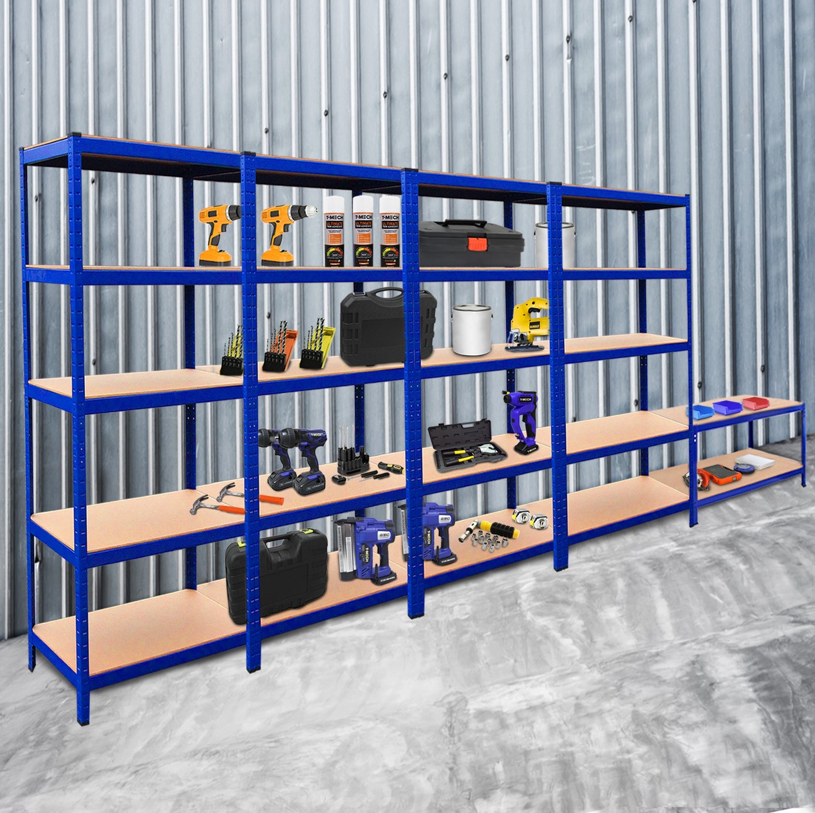 Q-Rax T-Rax Scaffale 90x180x45 280kg + Banco Lavoro Set