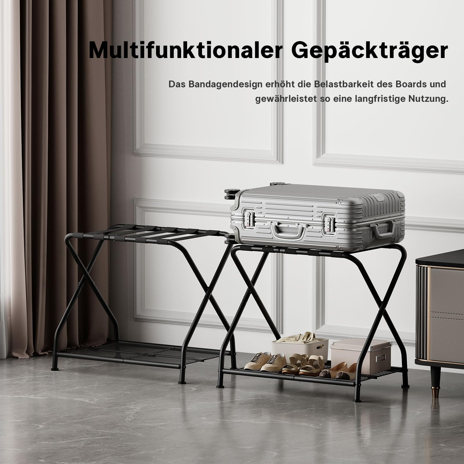 Meltrck Portapacchi Pieghevole metallo nero 64x44x55 cm 55 kg