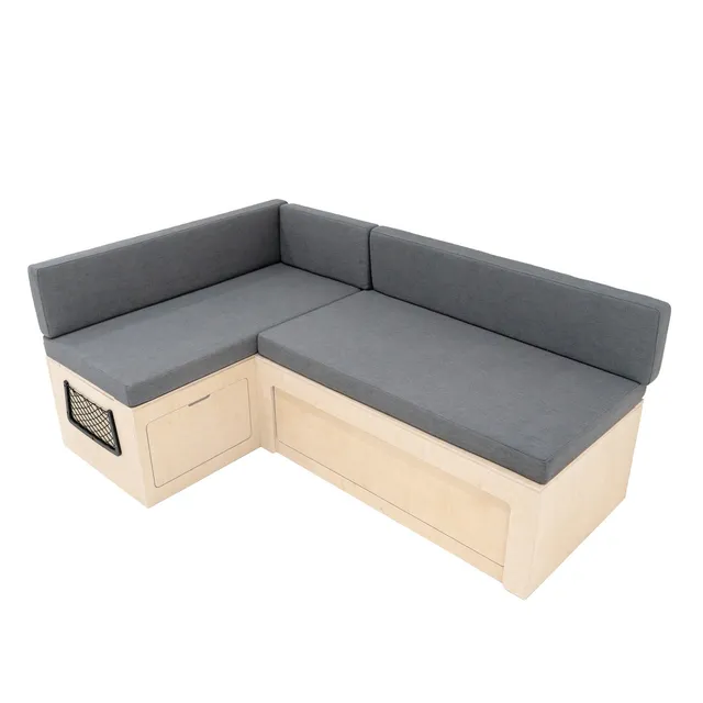Q-Rax Letto Camper a L divano letto 120 cm grigio compensato betulla