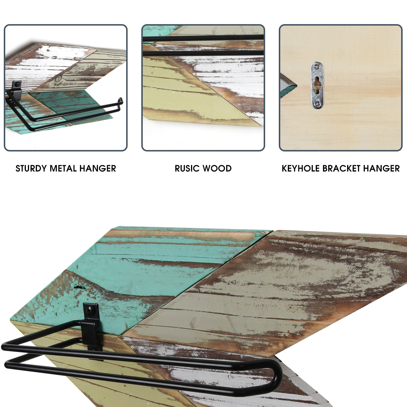 JackCube Design Bathroom Portacarta Igienica Freccia Legno 3 Pezzi