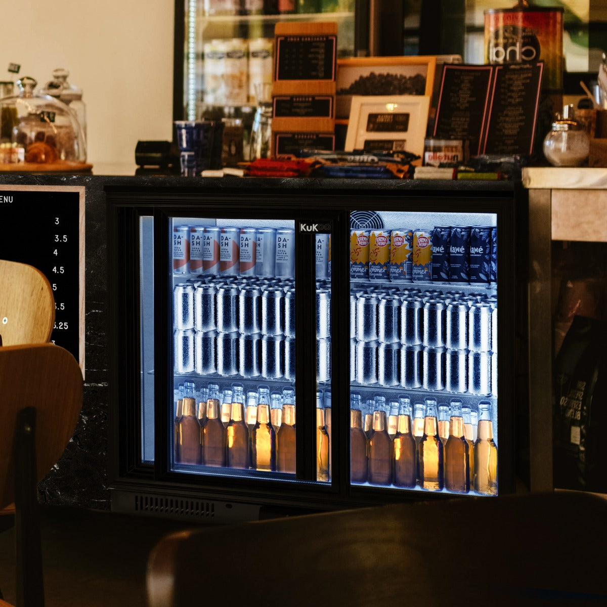 Q-Rax Frigorifero Bar Doppia Porta Scorrevole 208L Vetrina