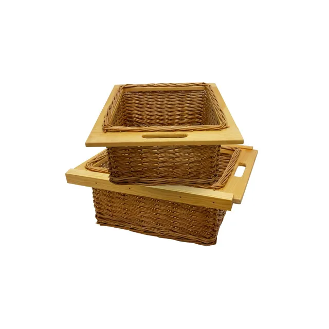 Q-Rax Cestelli Cucina Vimini 50cm 2 Cesti con Binari