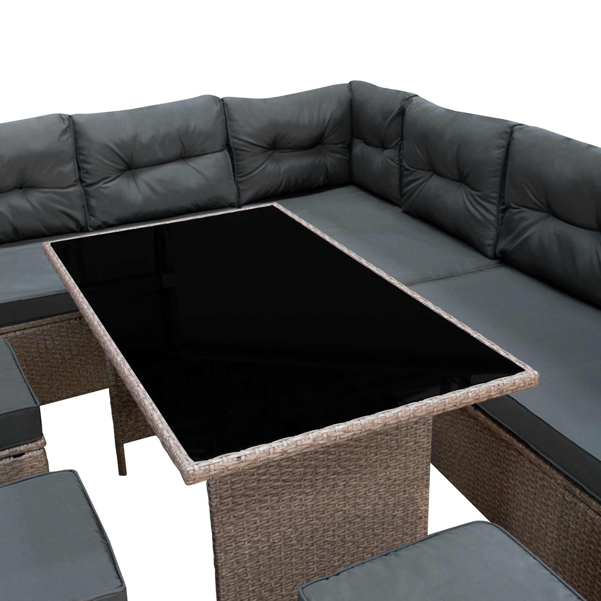 Q-Rax Set Salotto Giardino Rattan 9 Posti Grigio con Copertura