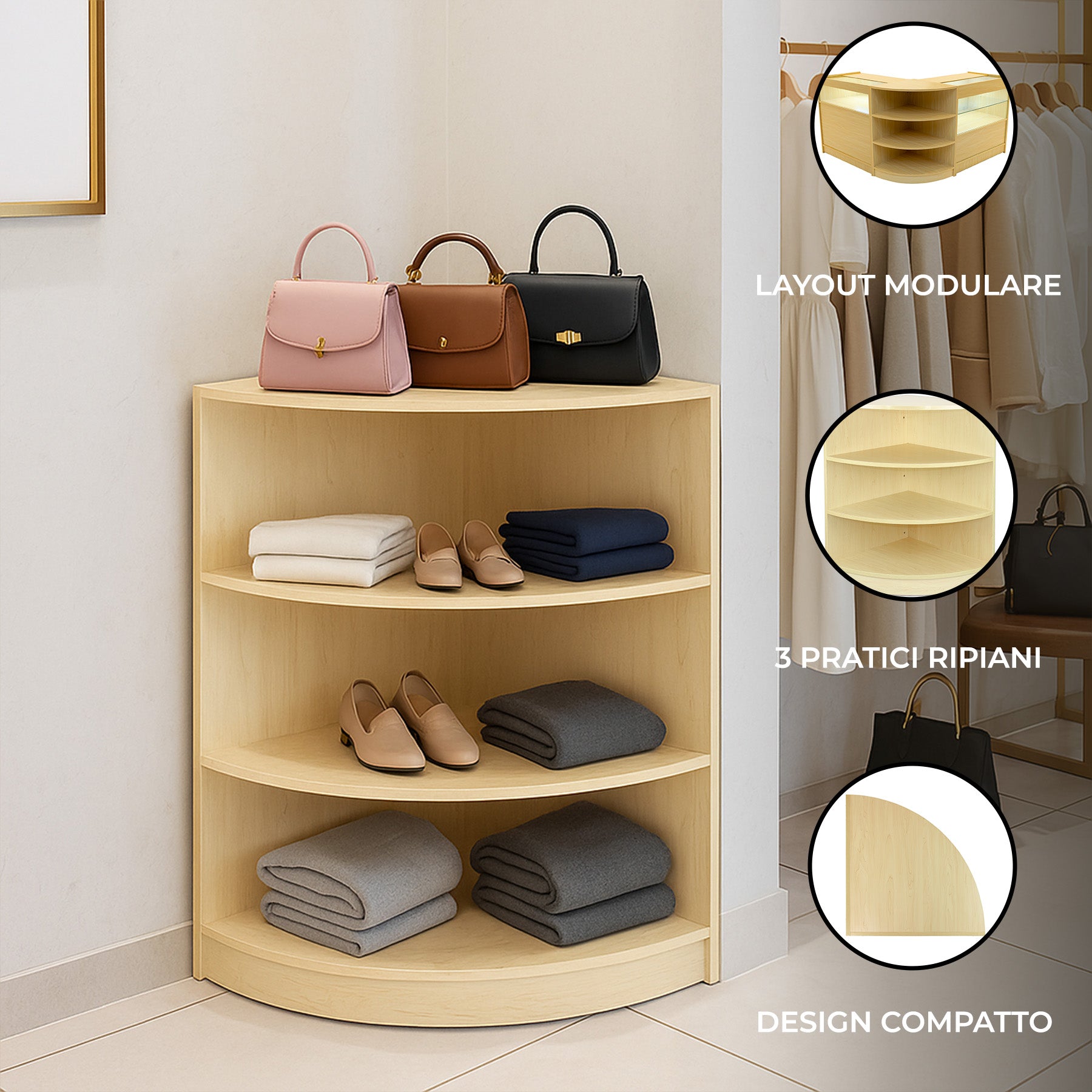 Q-Rax Banconi da Negozio LM60 Bancone Angolare Acero 60x60cm