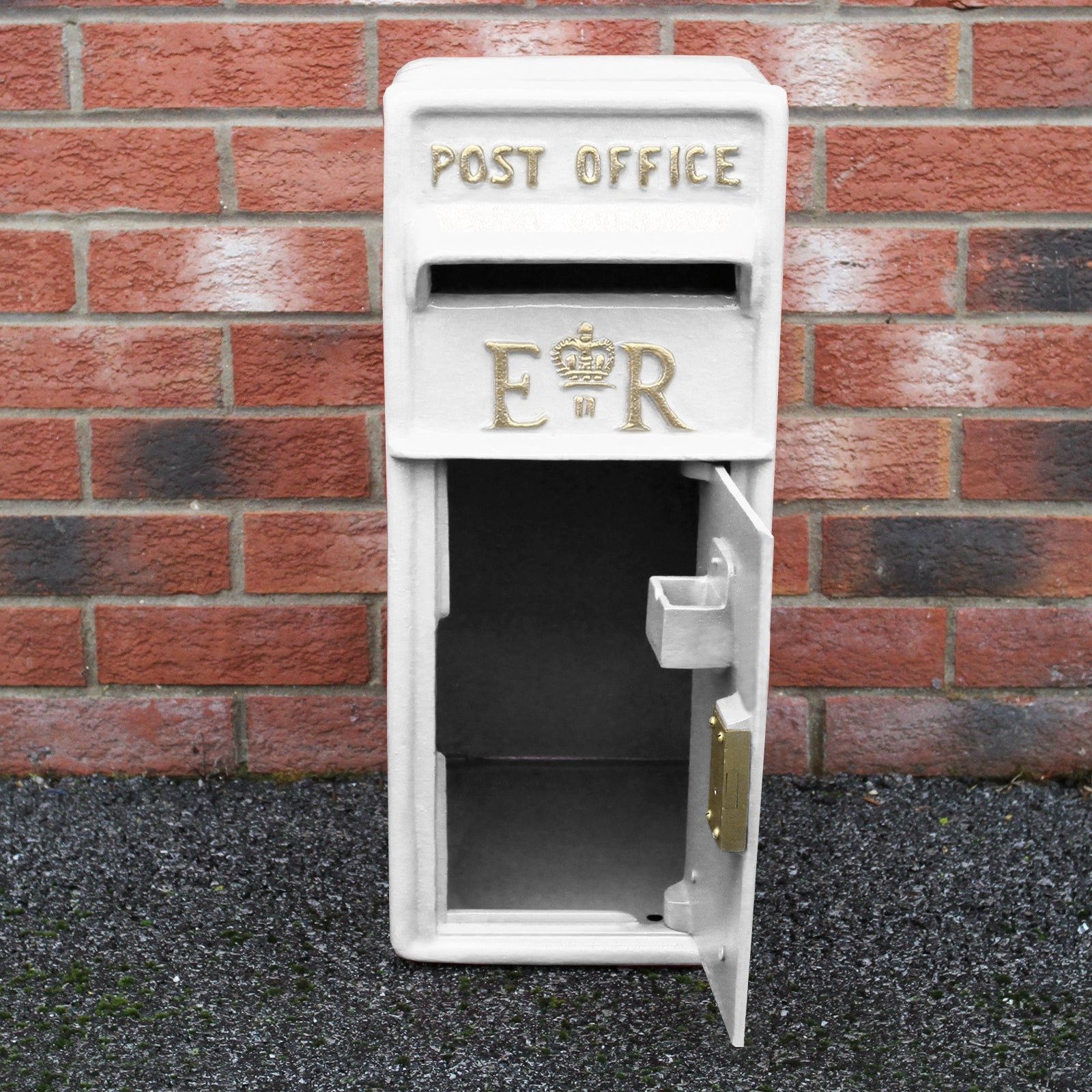 Q-Rax Accessori casa cassetta postale britannica ghisa bianco serratura