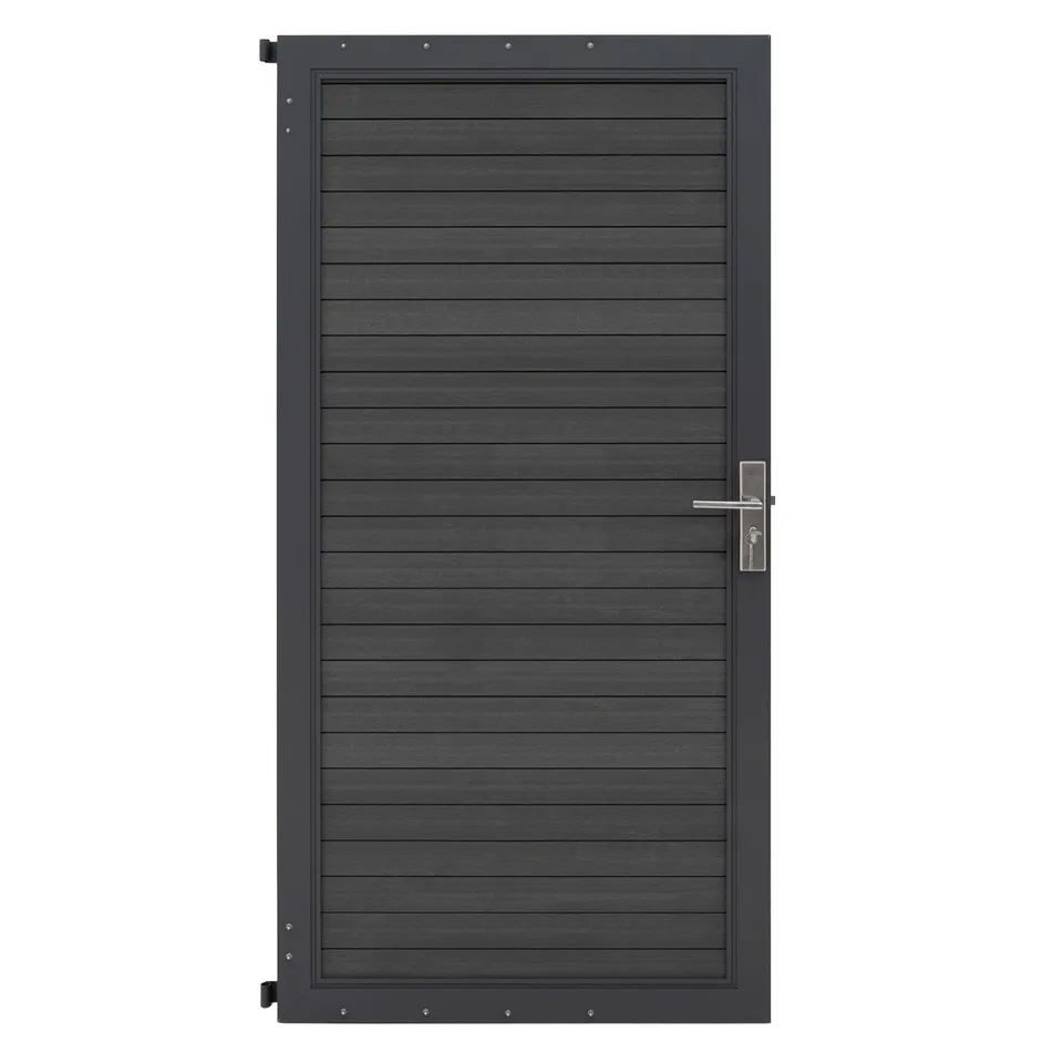 Q-Rax Cancello Giardino Ecolegno Grigio 180x90cm Serratura