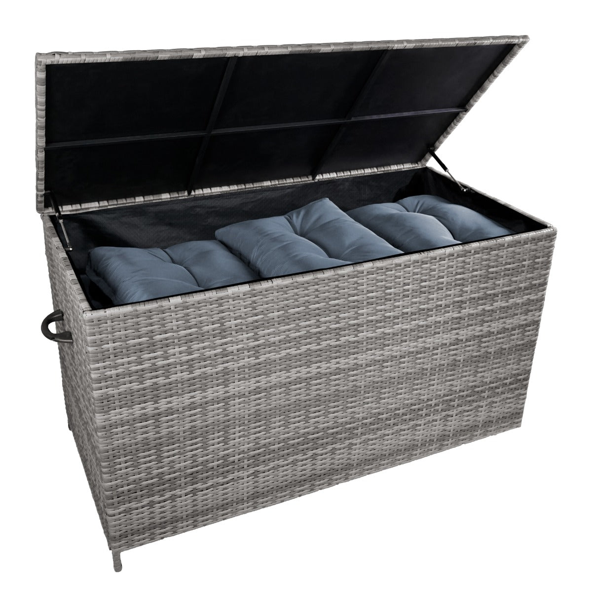 Q-Rax Box Giardino Rattan Grigio 582L Baule Cuscini Esterno