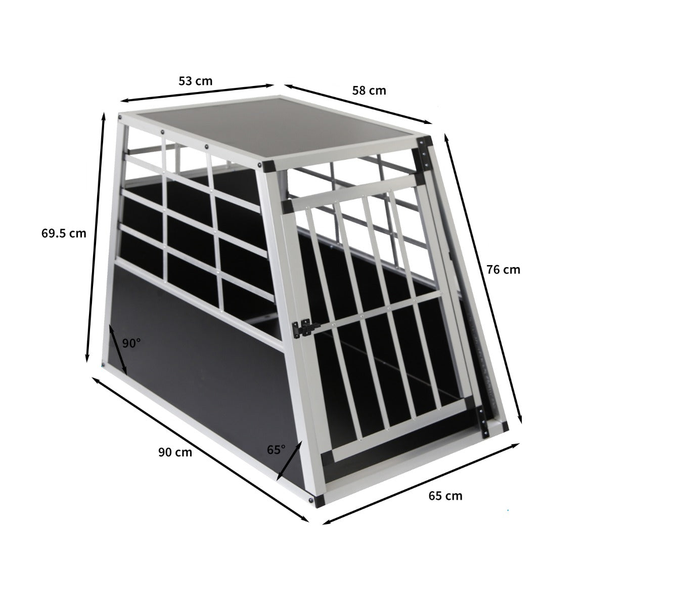Q-Rax Gabbia per Cani Auto Singola Alluminio Grande 69x65x90