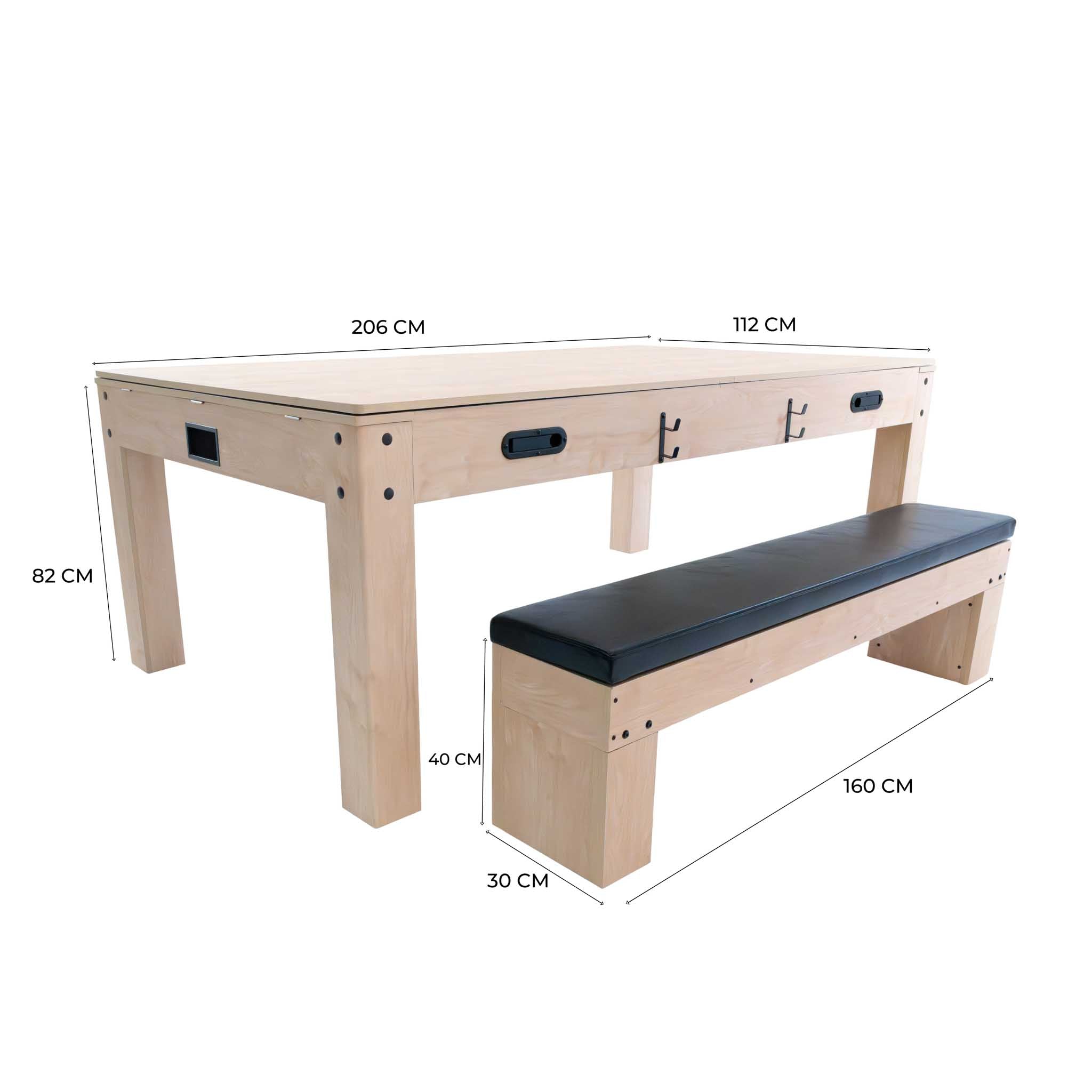 Q-Rax Tavolo Multigioco 7-in-1 Beige 213cm con Panca Contenitore