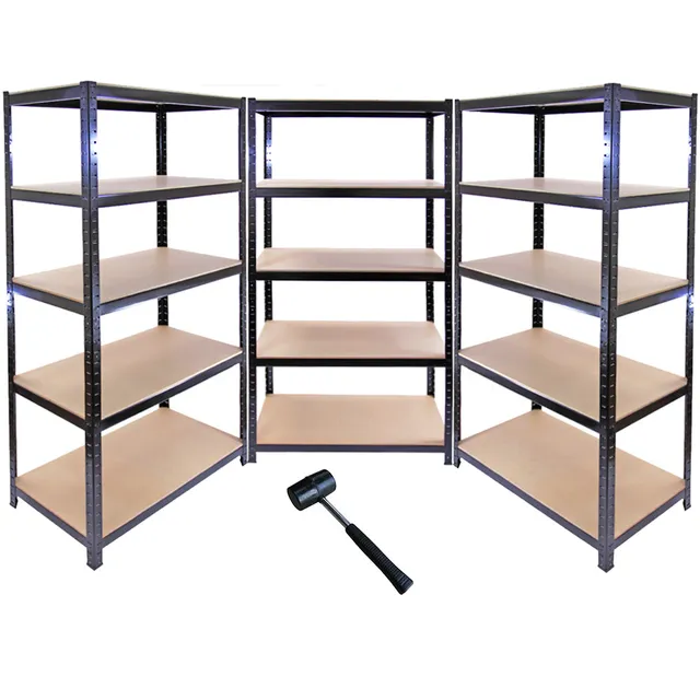 Q-Rax T-Rax Scaffale Acciaio Nero 90cm Set 3 Pezzi 280kg