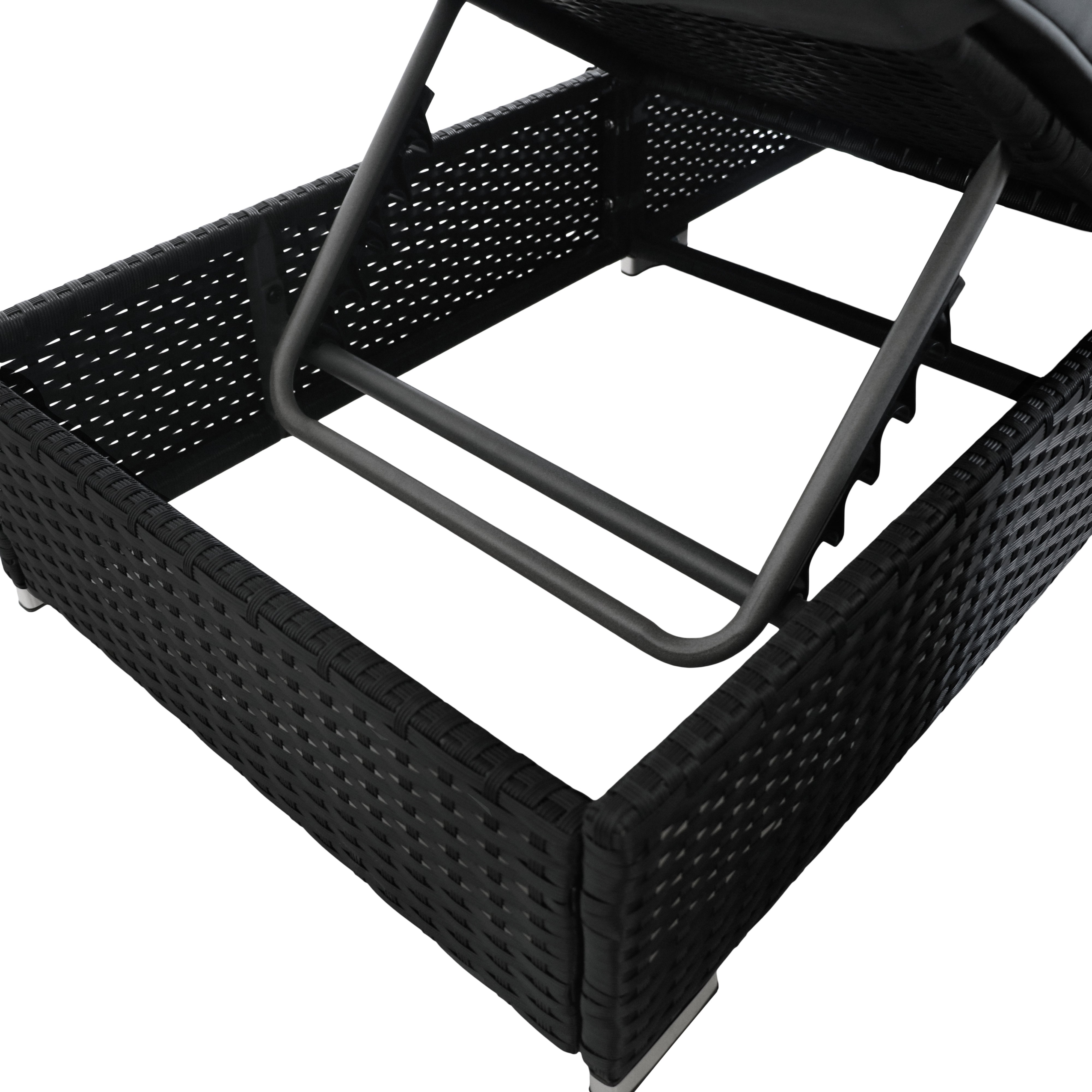 Q-Rax Set 2 lettini prendisole polyrattan nero+cuscini