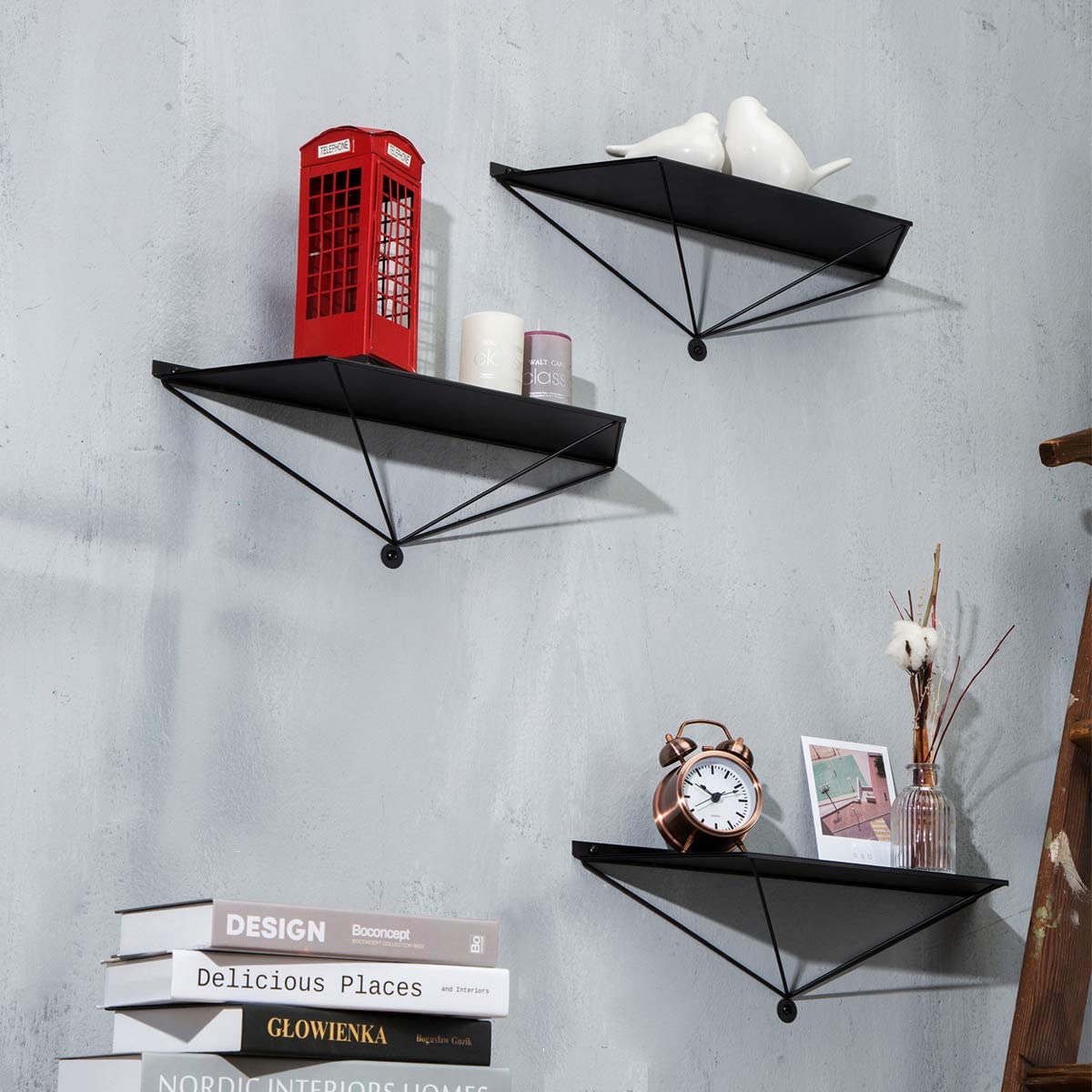 Jackcube Design Living Room mensole parete nere set 2 metallo
