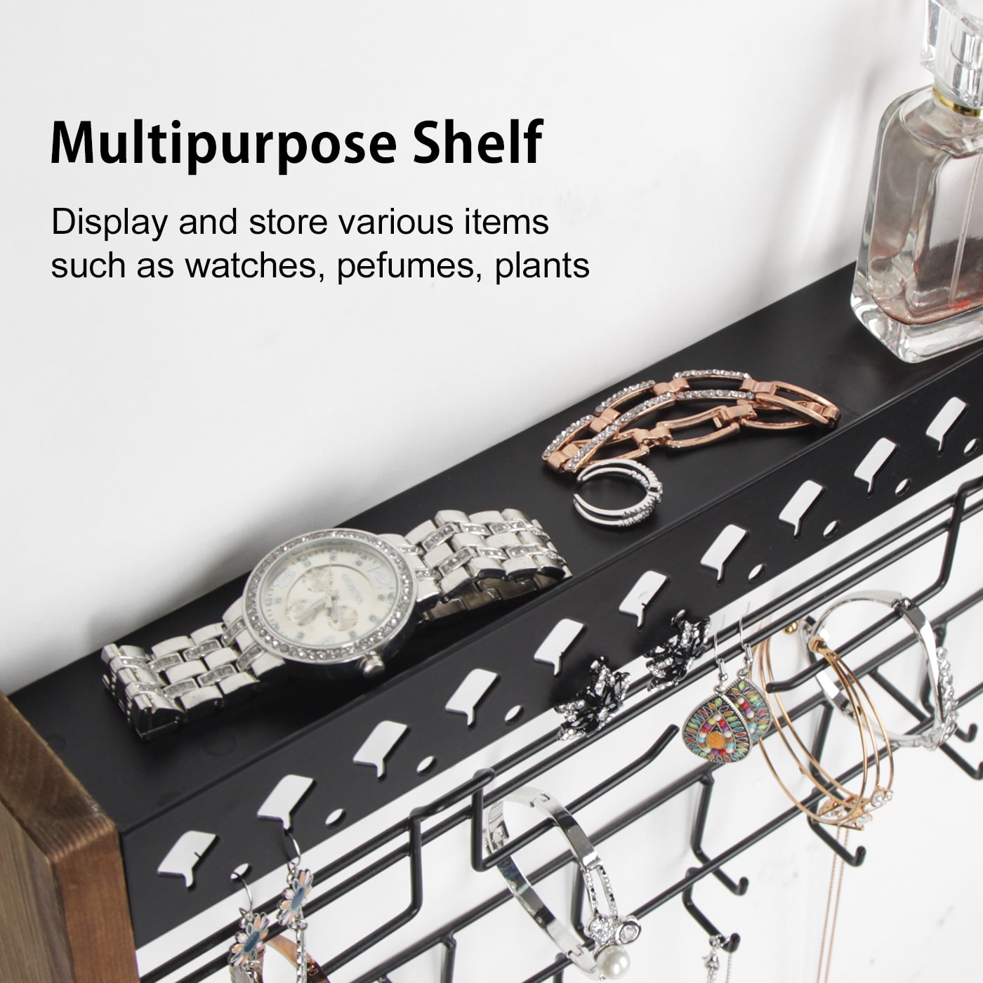 Jackcube Design Organizer Gioielli Legno Scuro 3 Livelli Ganci
