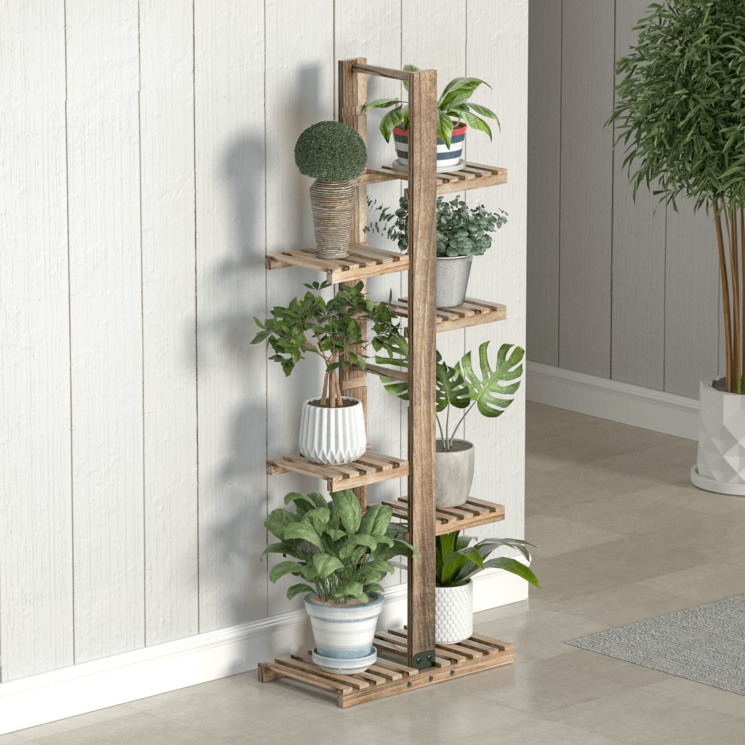 Jackcube Design Plant Scaffale Piante 6 Ripiani Legno Rustico