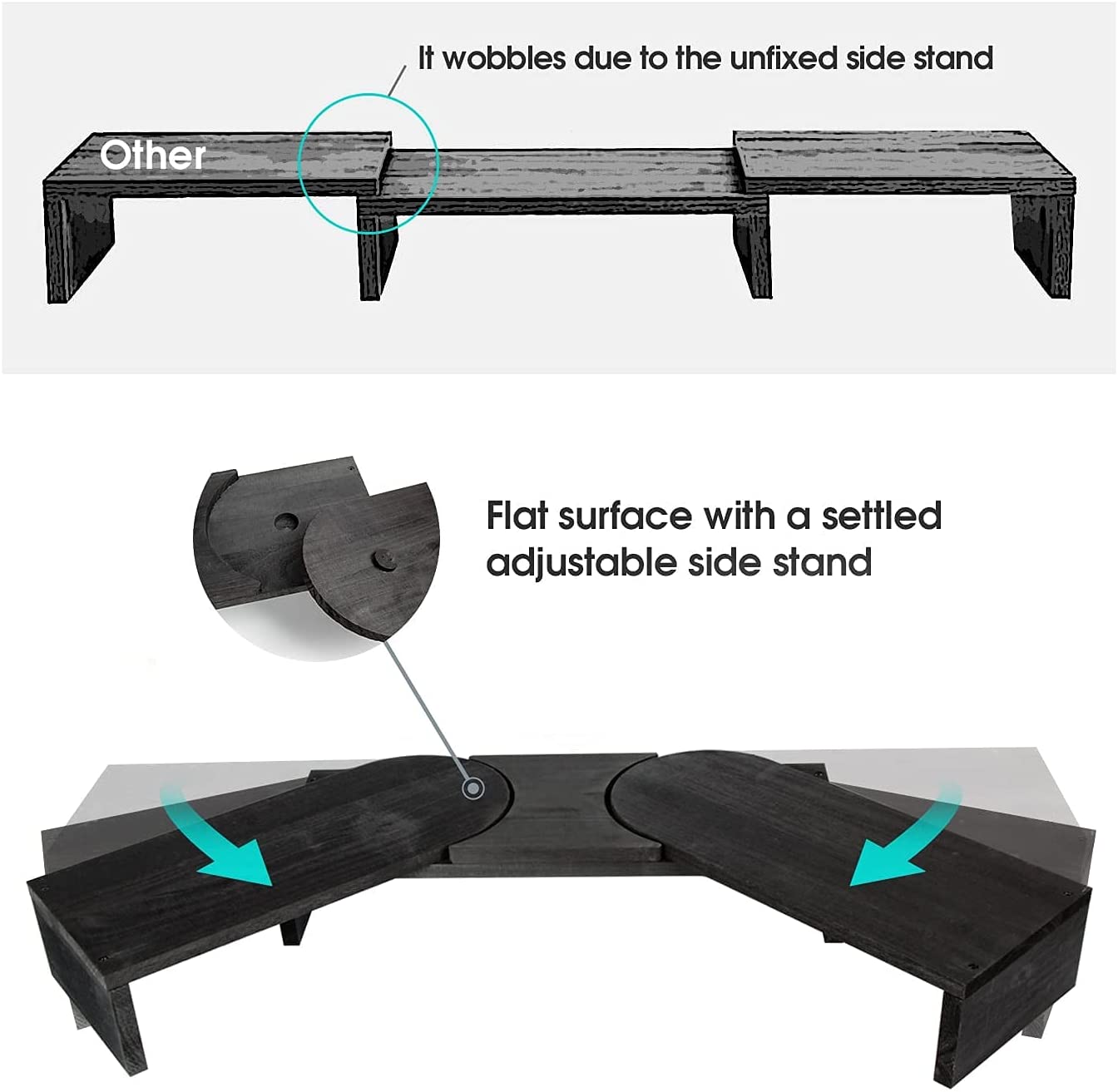 Jackcube Design Home Office supporto monitor legno nero doppio