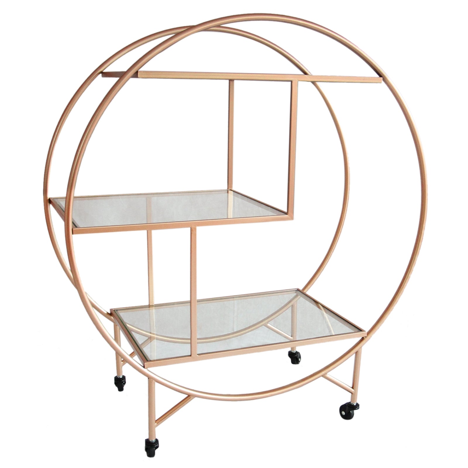 Q-Rax Carrello Bar Cocktail Grande Oro Rosato 3 Ripiani