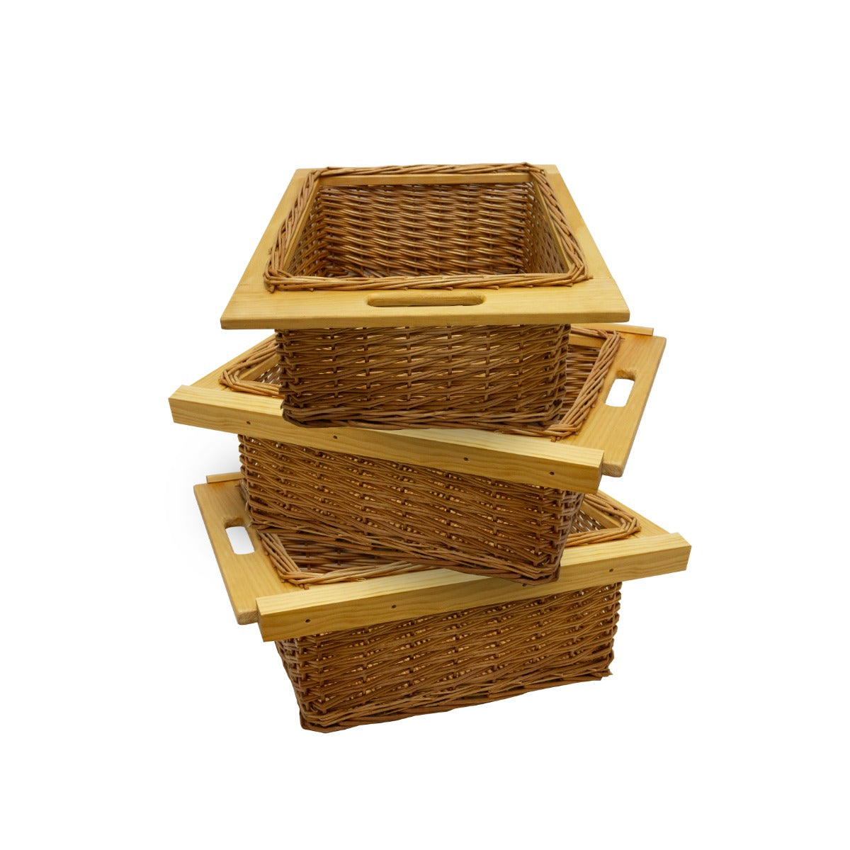Q-Rax Cucina Cestelli Vimini 50cm Marrone 3 Cesti 10kg