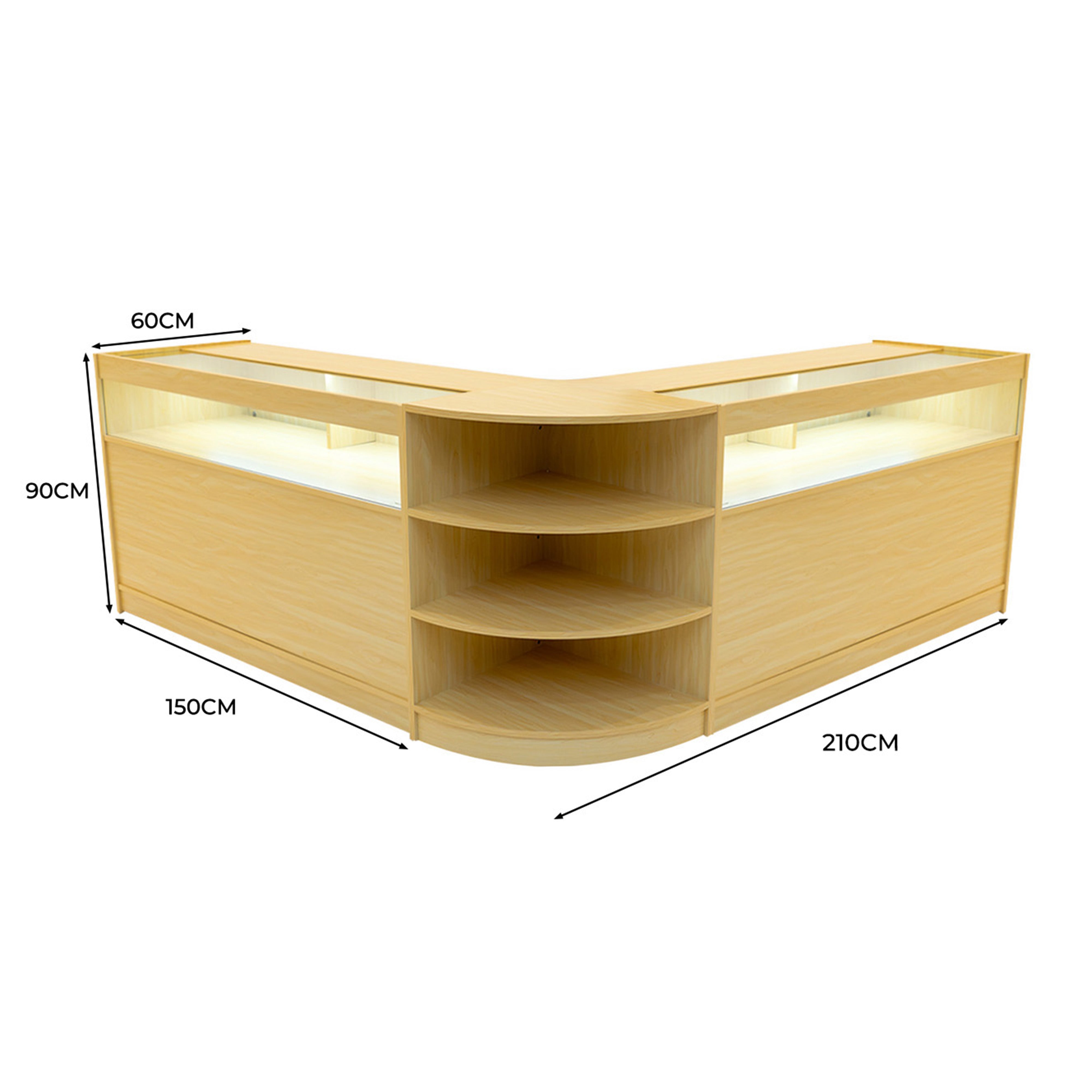Q-Rax Theseus set banconi LED acero LM60+2xB1500 espositore